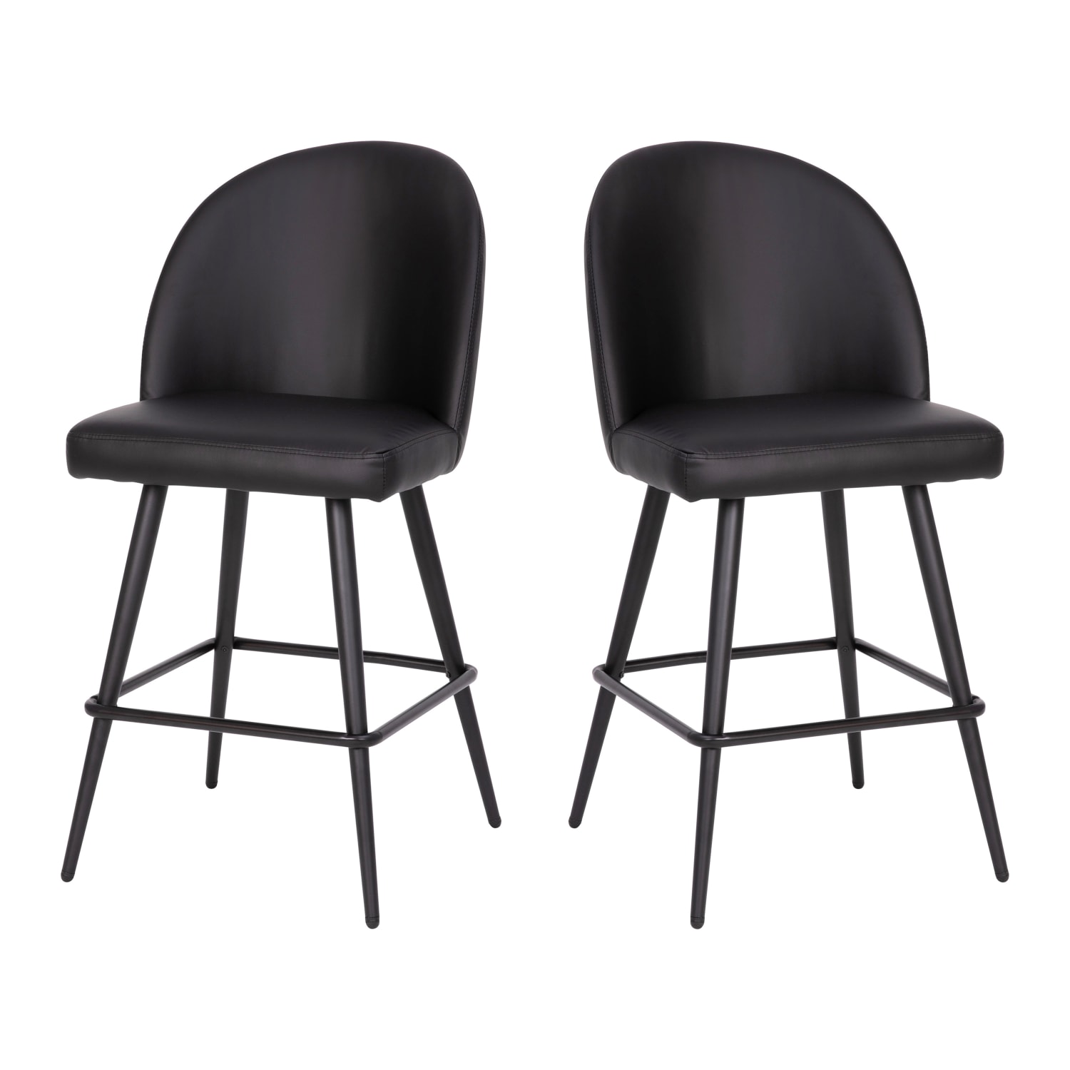 Flash Furniture Lyla Commercial Modern Armless Counter Stools, Black LeatherSoft, Set Of 2 Stools - Image 4