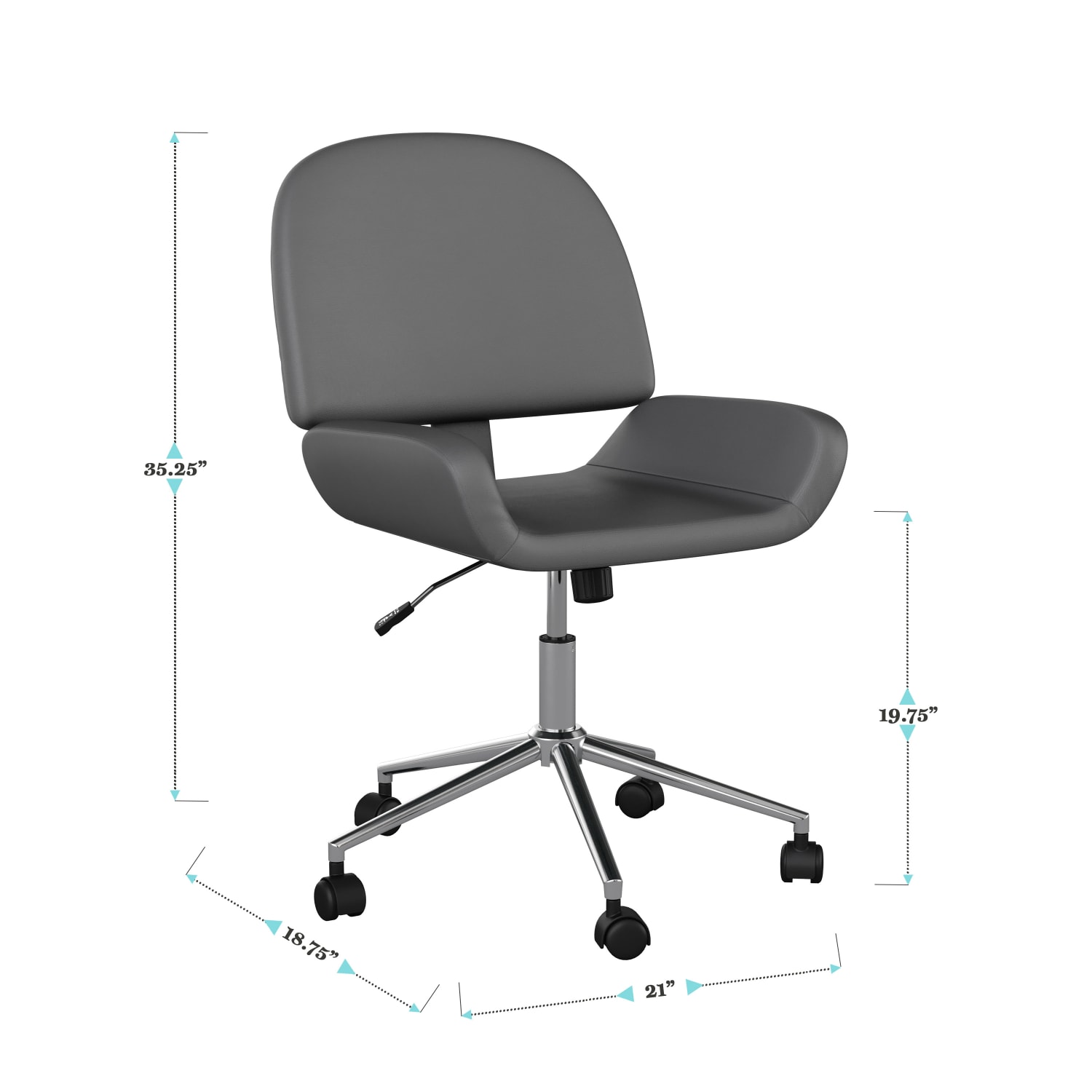 Martha Stewart Tyla Faux Leather Upholstered MidBack Executive Office Chair GrayPolished Nickel PopularChairscom Martha Stewart Tyla Faux Leather Upholstered Mid Back Executive Office Chair GrayPolished Nickel PopularChairscom