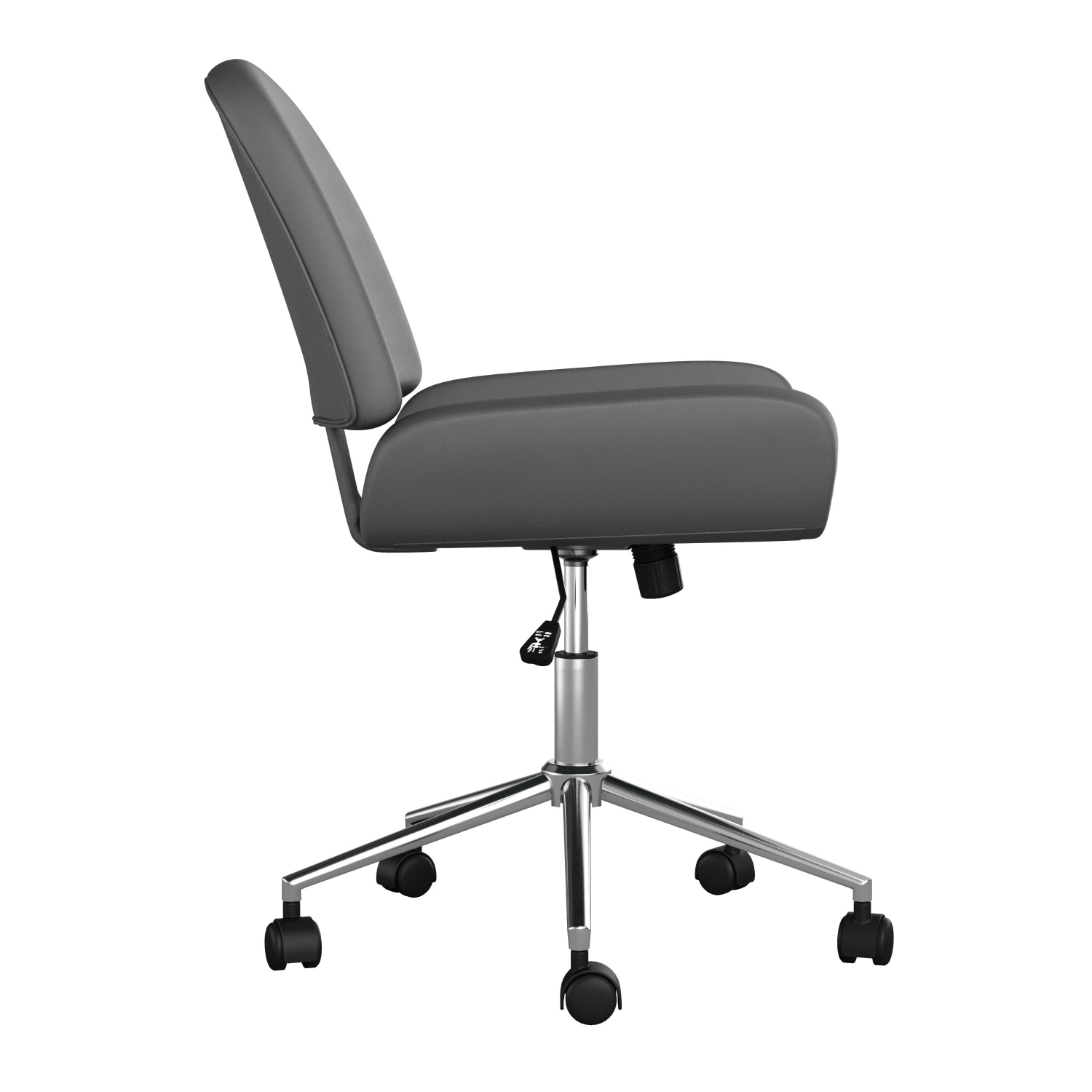 Martha Stewart Tyla Faux Leather Upholstered MidBack Executive Office Chair GrayPolished Nickel PopularChairscom Martha Stewart Tyla Faux Leather Upholstered Mid Back Executive Office Chair GrayPolished Nickel PopularChairscom