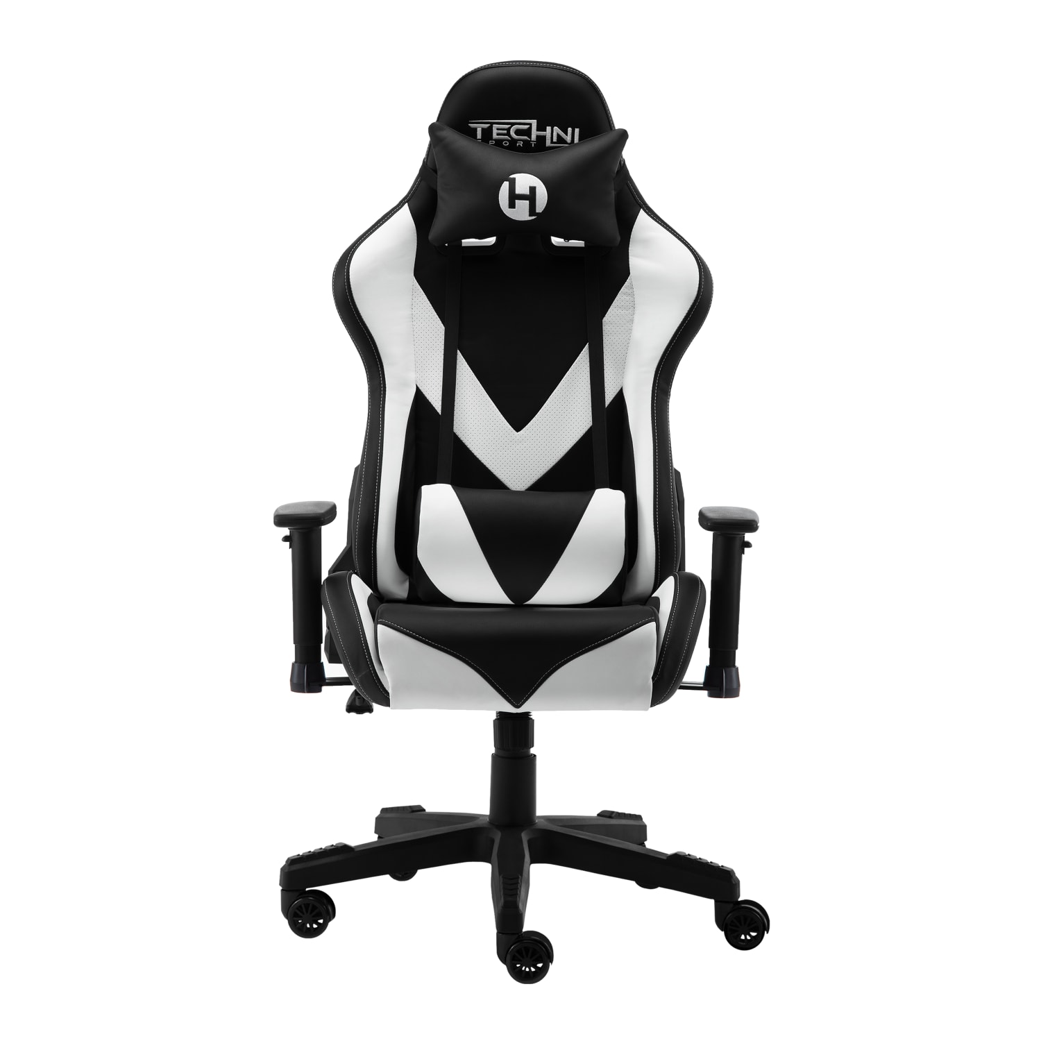 Techni Sport Ergonomic Faux Leather Computer Gaming Chair, White/Black - Image 6