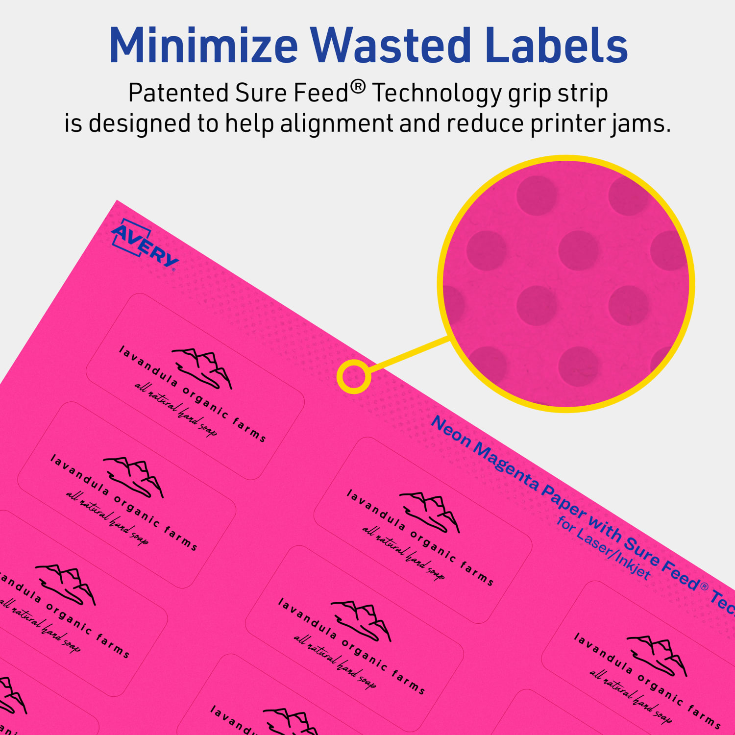 Avery Print-To-The-Edge Labels With Sure Feed Technology And Easy Peel, 94220-NMP20, Rectangle, 1in x 2in, Matte Neon Magenta, Pack of 480 - Image 5