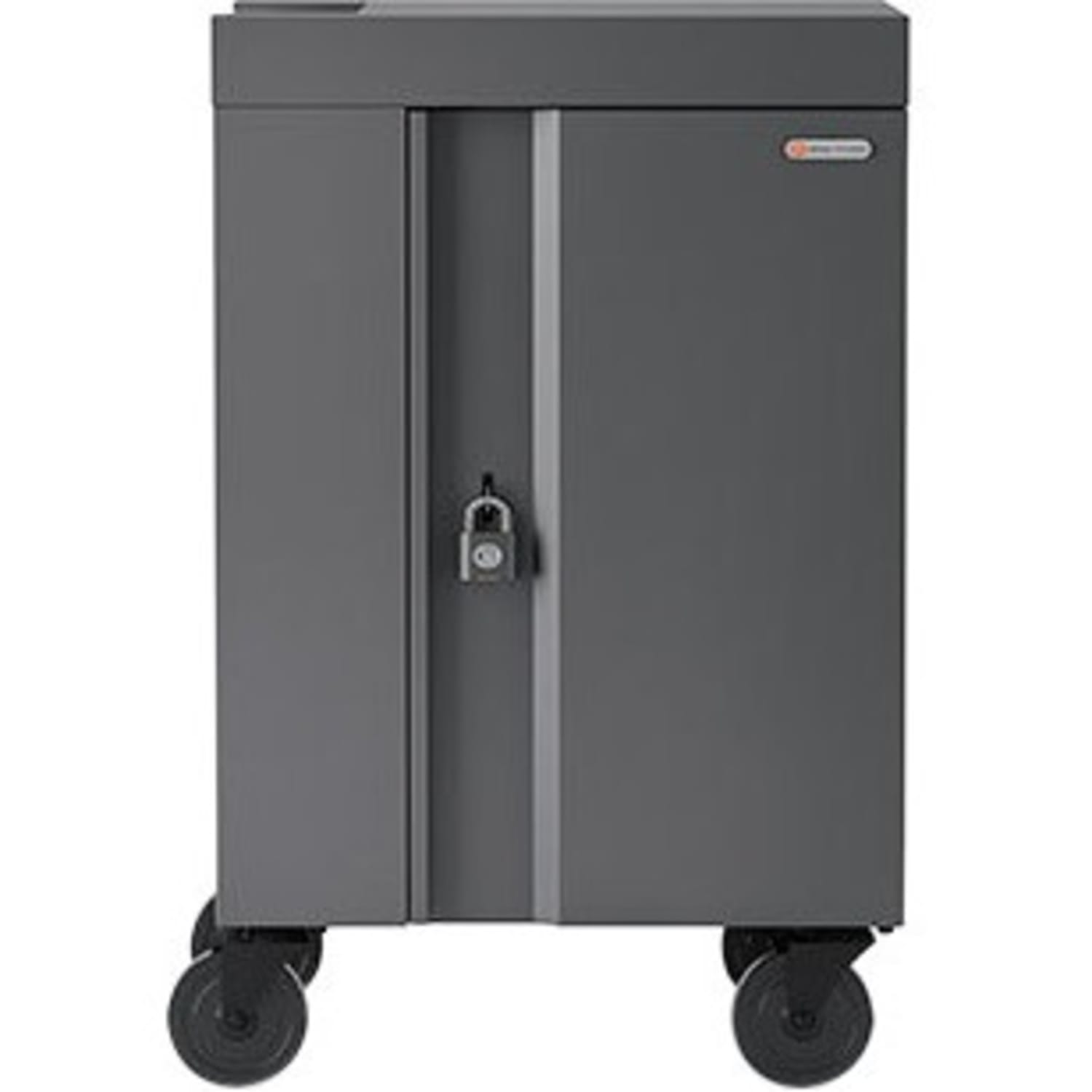 Bretford CUBE Cart Mini Charging Cart AC for 20 Devices, Charcoal Paint - 2 Shelf - Push Handle Handle - Steel - 24in Width x 21in Depth x 37.50in Height - Charcoal - For 20 Devices - Image 3