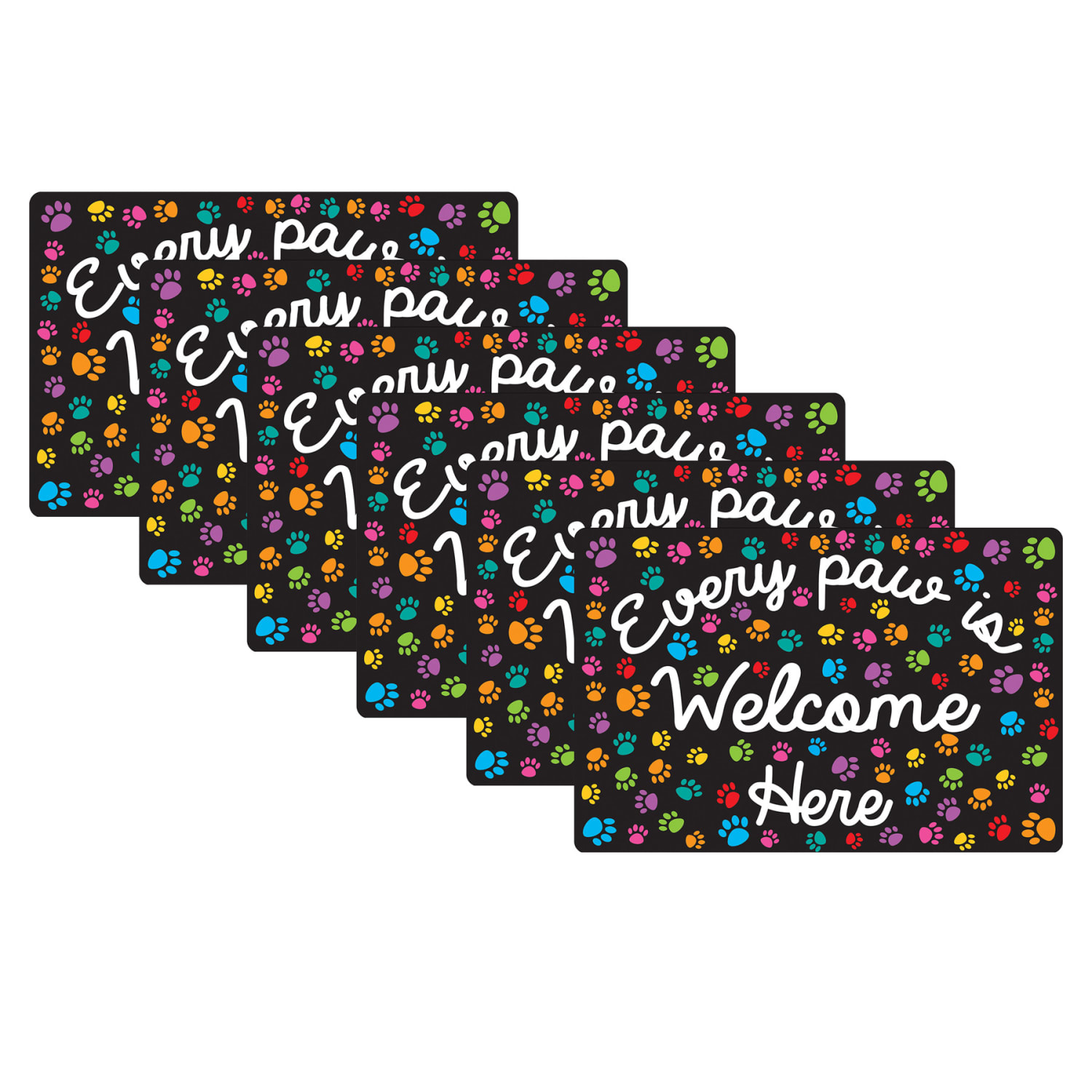 Ashley Smart Poly Computer Mouse Pad, 8in x 10in, Every Paw Is Welcome Here, Pack Of 6 Mouse Pads
