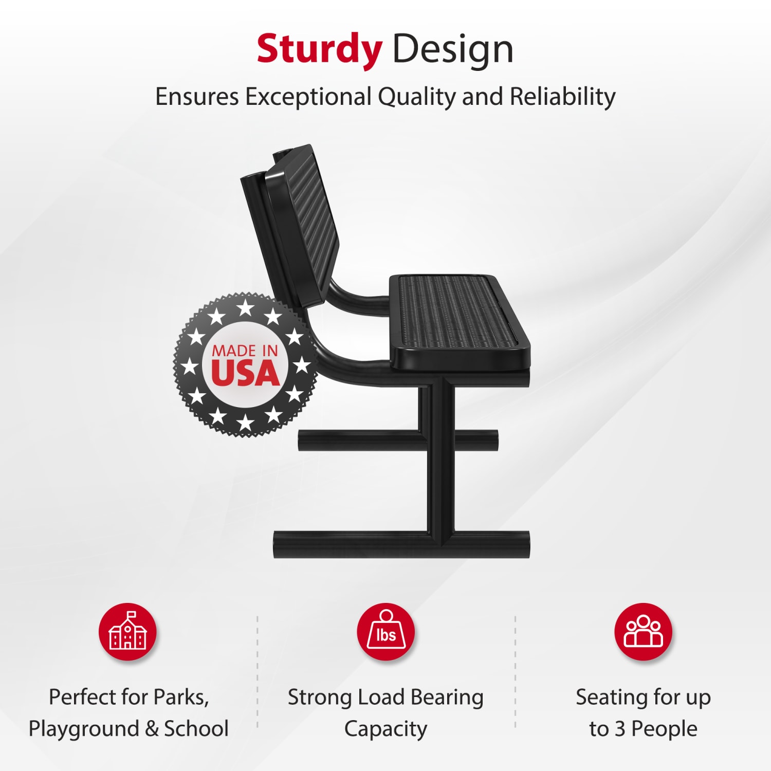 Leisure Craft Outdoor Bench With Back, 32-5/8inH x 72inW x 23-3/4inD, Black - Image 3