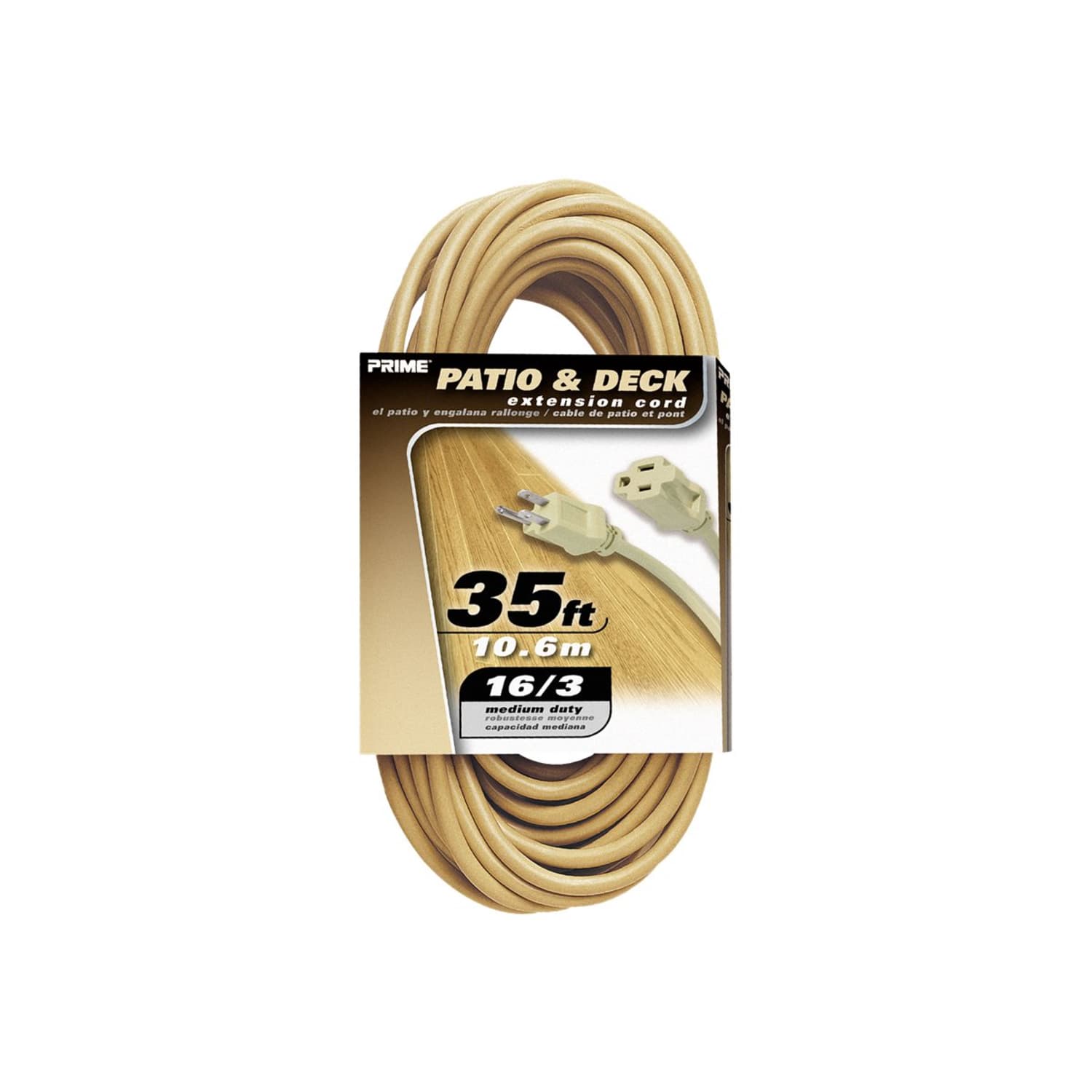 Prime 16/3 SJTW Landscape Extension Cord, 35', Beige, EC884627 - Image 4