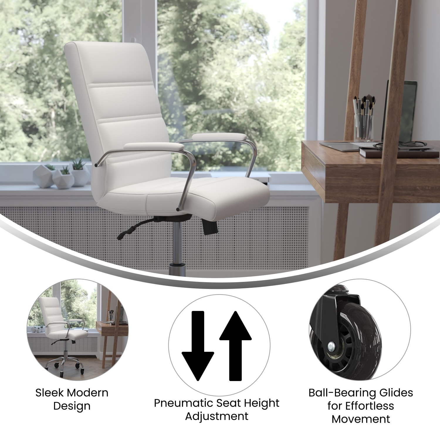 Flash Furniture Camilia Ergonomic Faux Leather MidBack Executive Swivel Office Chair With Arms WhiteChrome PopularChairscom Flash Furniture Camilia Ergonomic Faux Leather Mid Back Executive Swivel Office Chair With Arms WhiteChrome PopularChairscom