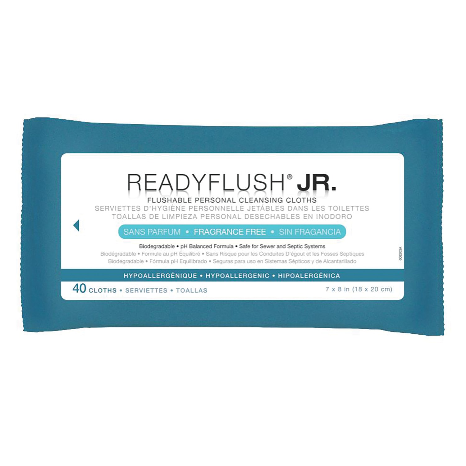 ReadyFlush Flushable Wipes, Unscented, 8in x 7in, White, 40 Wipes Per Pack, Case Of 24 Packs - Image 3