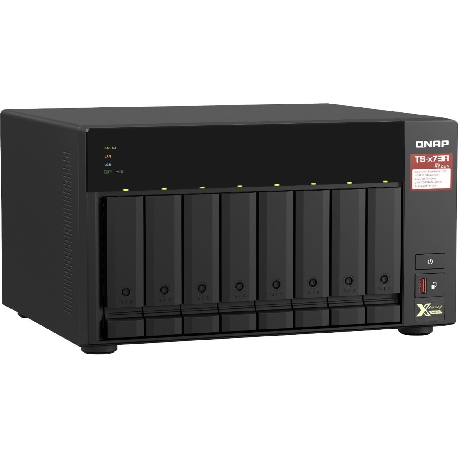 QNAP TS-873A-8G NAS Storage System - AMD Ryzen V1500B Quad-core 2.20 GHz - 8x HDD Supported - 0x HDD Installed - TS873A8GUS