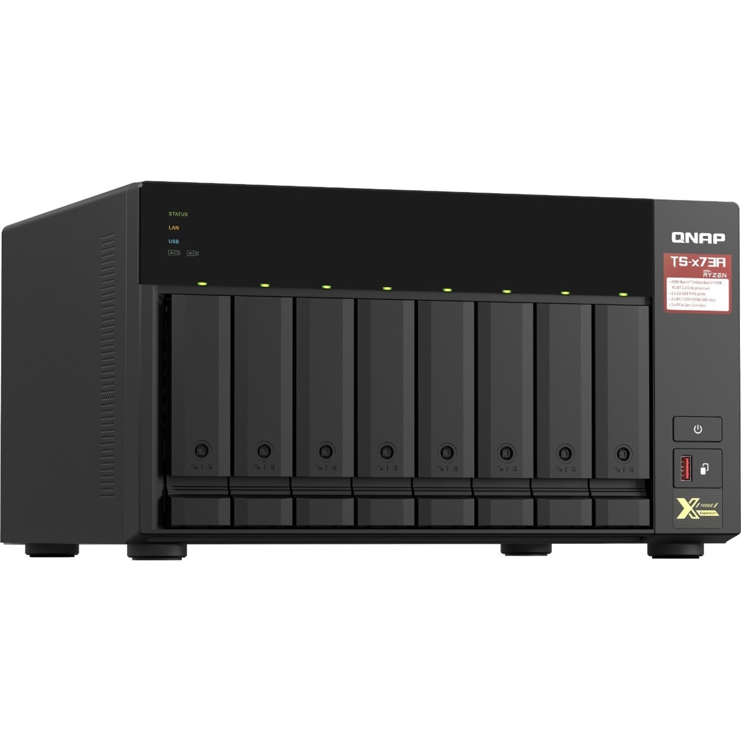 QNAP TS-873A-8G NAS Storage System - AMD Ryzen V1500B Quad-core 2.20 GHz - 8 x HDD Supported - 0 x HDD Installed - 8 x SSD Supported - 0 x SSD Installed - 8 GB RAM DDR4 SDRAM - Serial ATA/600 Controller - 8 x Total Bays - Image 4