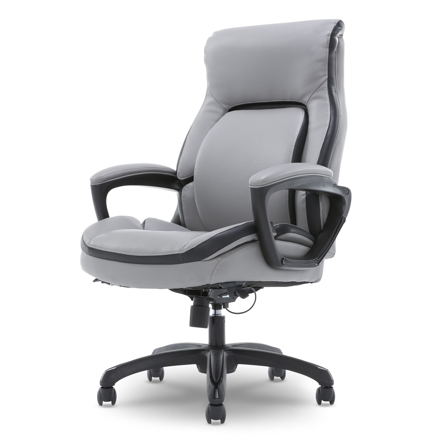 Shaquille O Neal Amphion Ergonomic Bonded Leather High Back Executive Office Chair Gray PopularChairscom