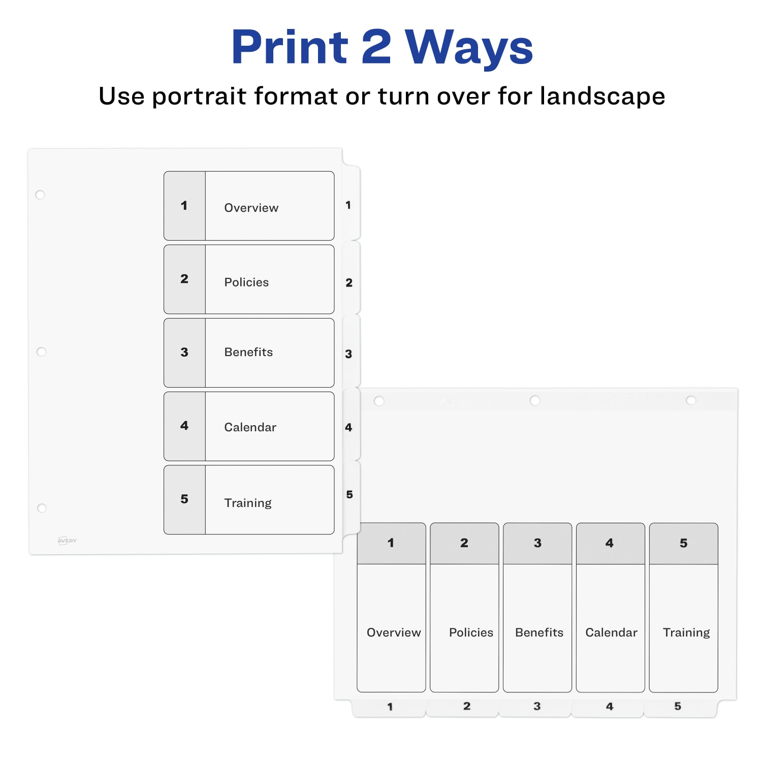 Avery Ready Index 1-5 Tab With Customizable Table Of Contents Dividers, Letter Size, 5 Tab, White, 1 Set - Image 4
