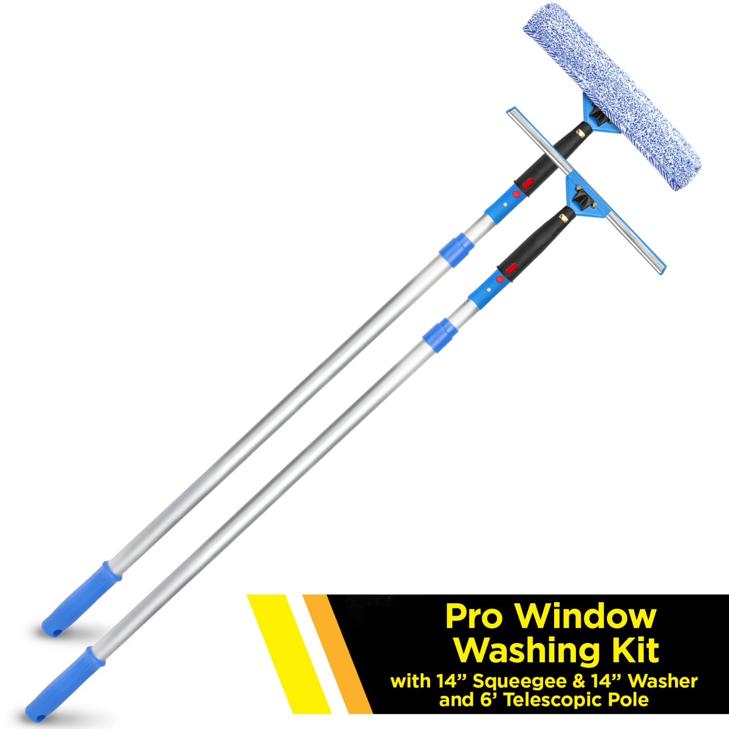 Gritt Commercial Pro Window Washing Kit with with 14in Squeegee, 14in Washer and 6ft Telescopic Pole - Image 5