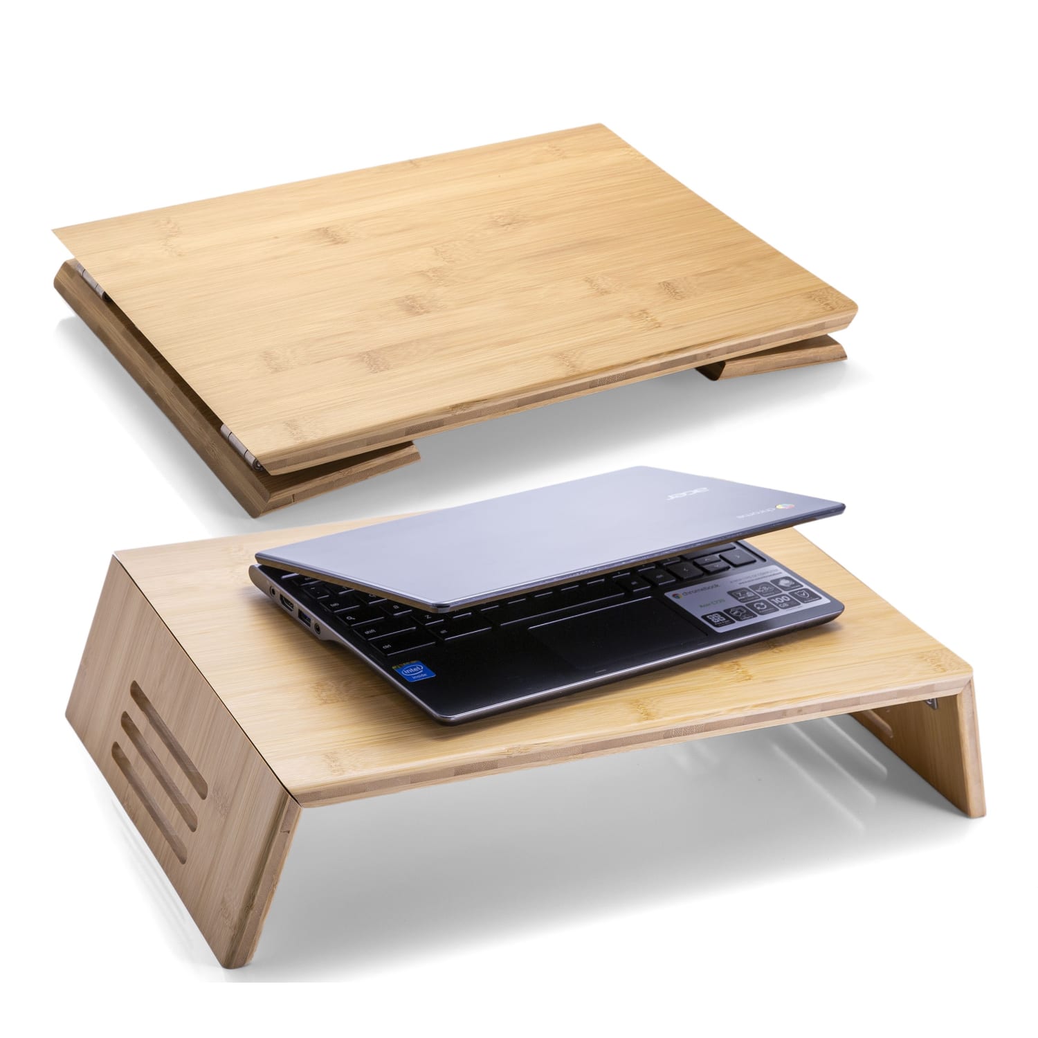 Officemate Bamboo Monitor Stand, 2-11/16inH x 17-9/16inW x 12-1/2inD, Natural - Image 5