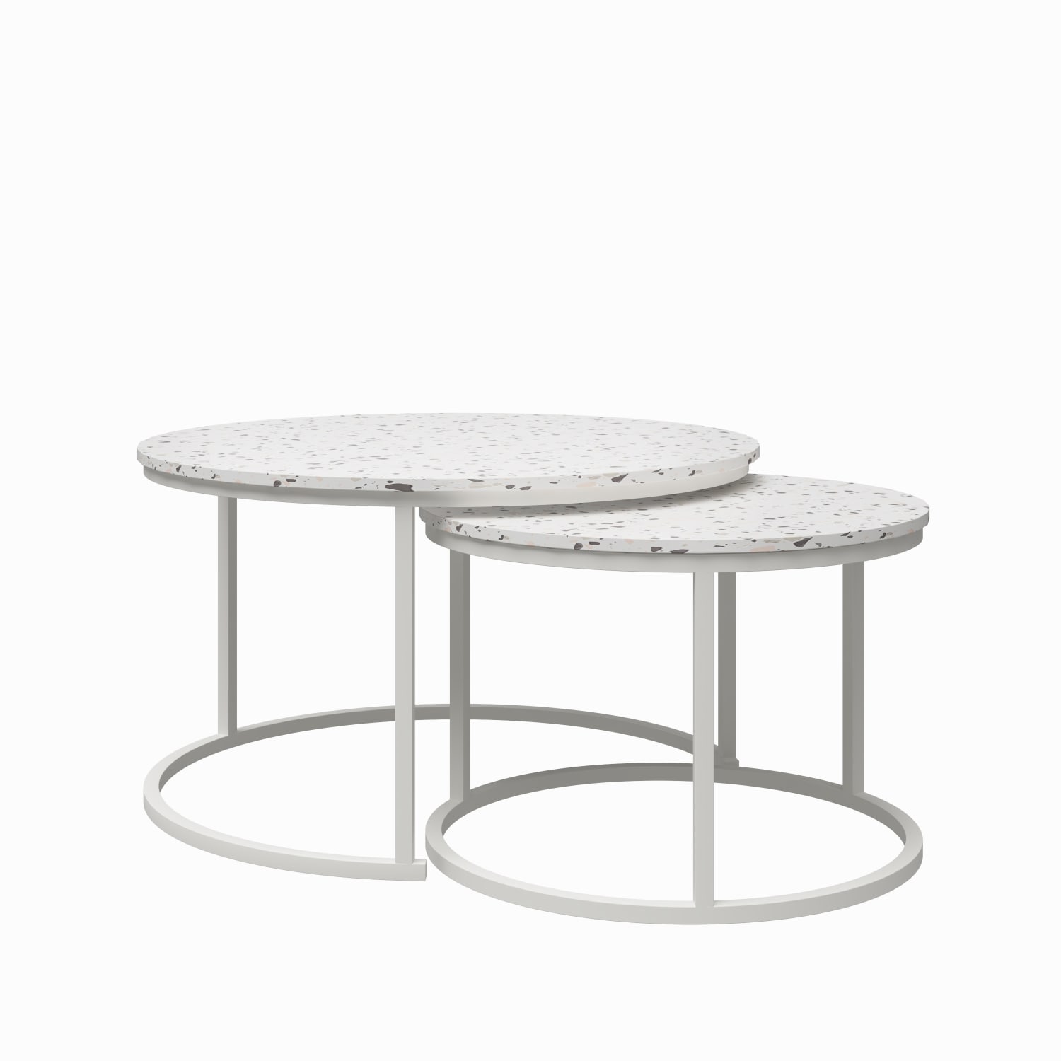 Ameriwood Home Amelia Nesting Coffee Tables, 18inH x 31-1/2inW x 31-1/2inD, White/Terrazzo, Set Of 2 Tables - Image 4