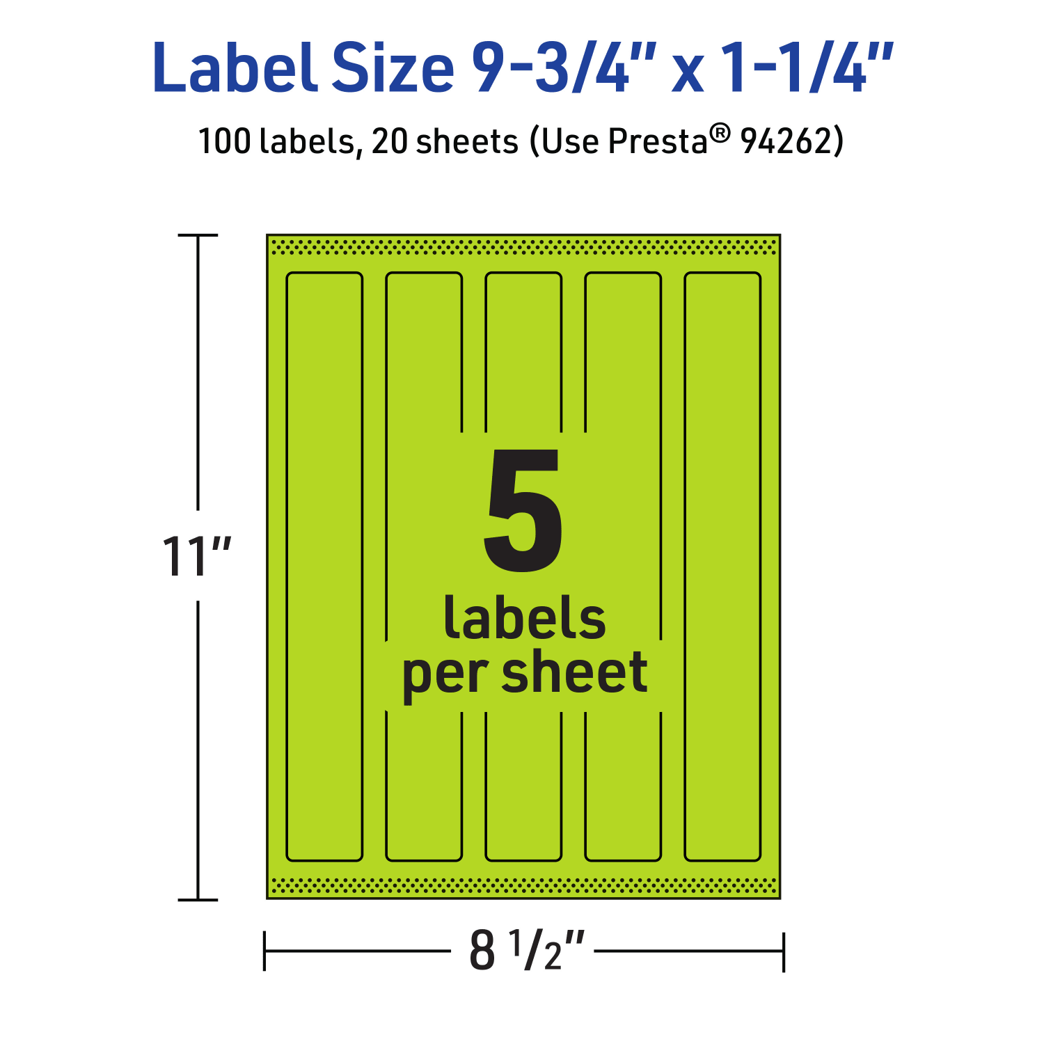 Avery Print-To-The-Edge Labels With Sure Feed Technology, 94262-BGP20, Rectangle, 9-3/4in x 1-1/4in, Matte Bright Green, Pack of 100 - Image 6
