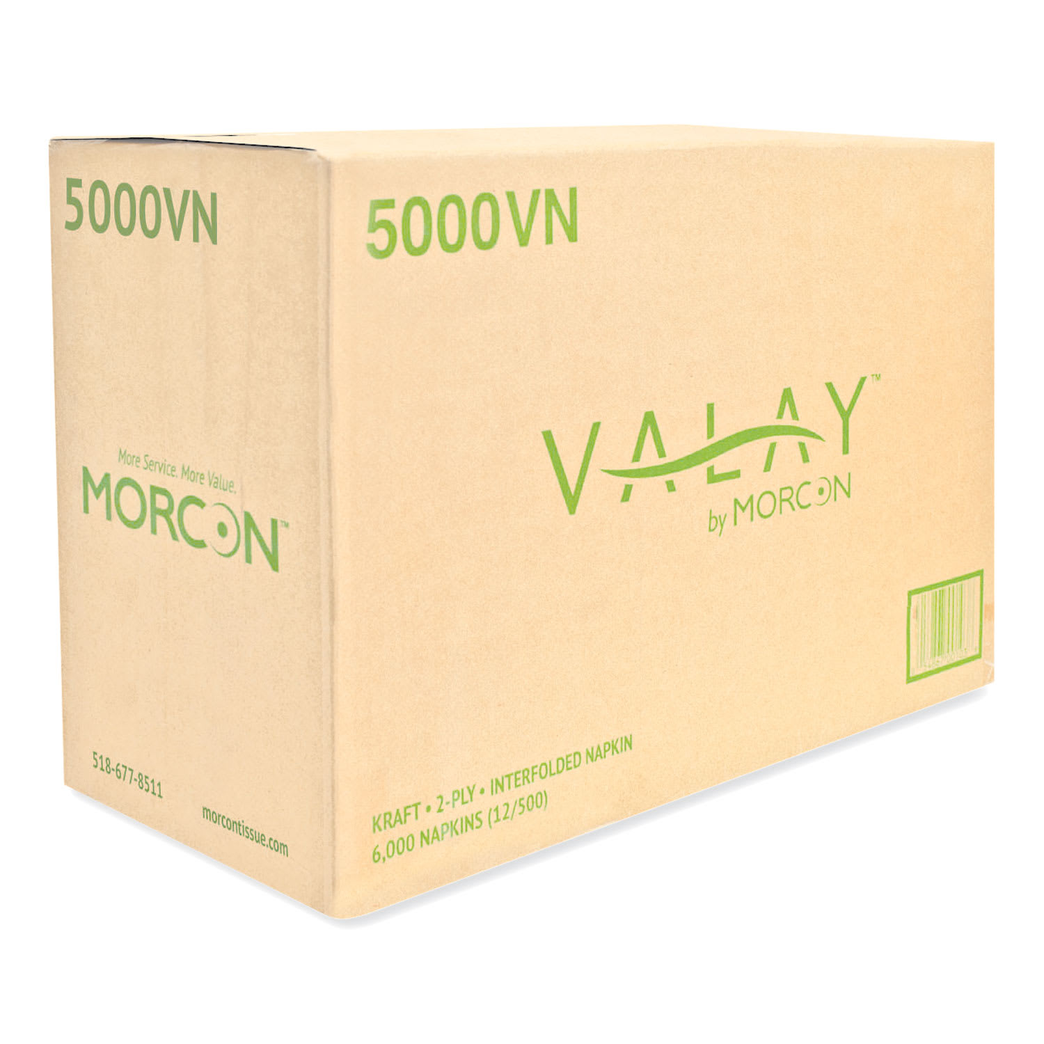 Morcon Tissue Valay Interfolded Napkins, 2-Ply, 6.5 x 8.25, Kraft, 6,000/Carton - Image 3