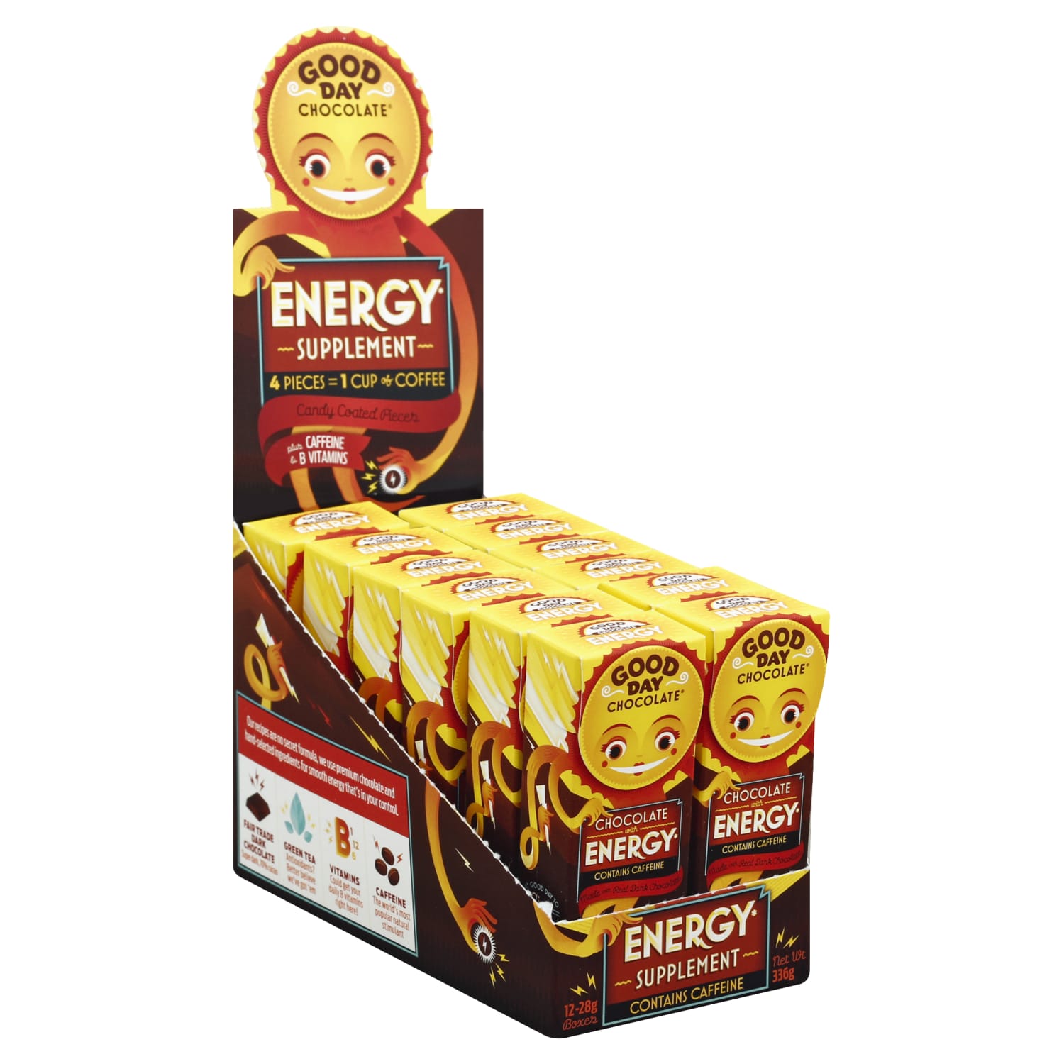Good Day Chocolate Supplements, Dietary with Energy Dark Chocolate, .99 oz Total Qty 12 - Image 6