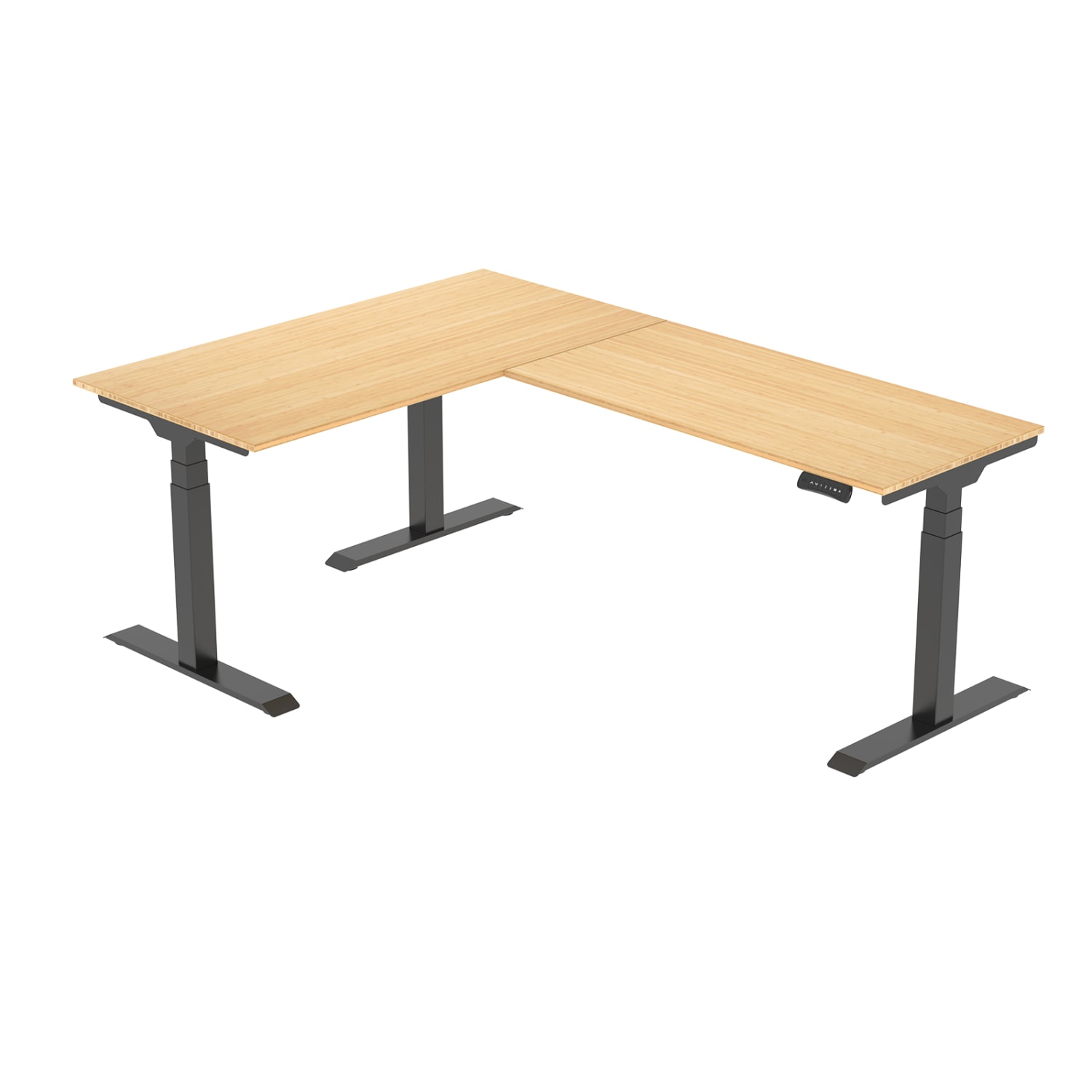 FlexiSpot E7L 76inW L-Shaped Electric Height-Adjustable Standing Desk, Bamboo/Black - Image 4