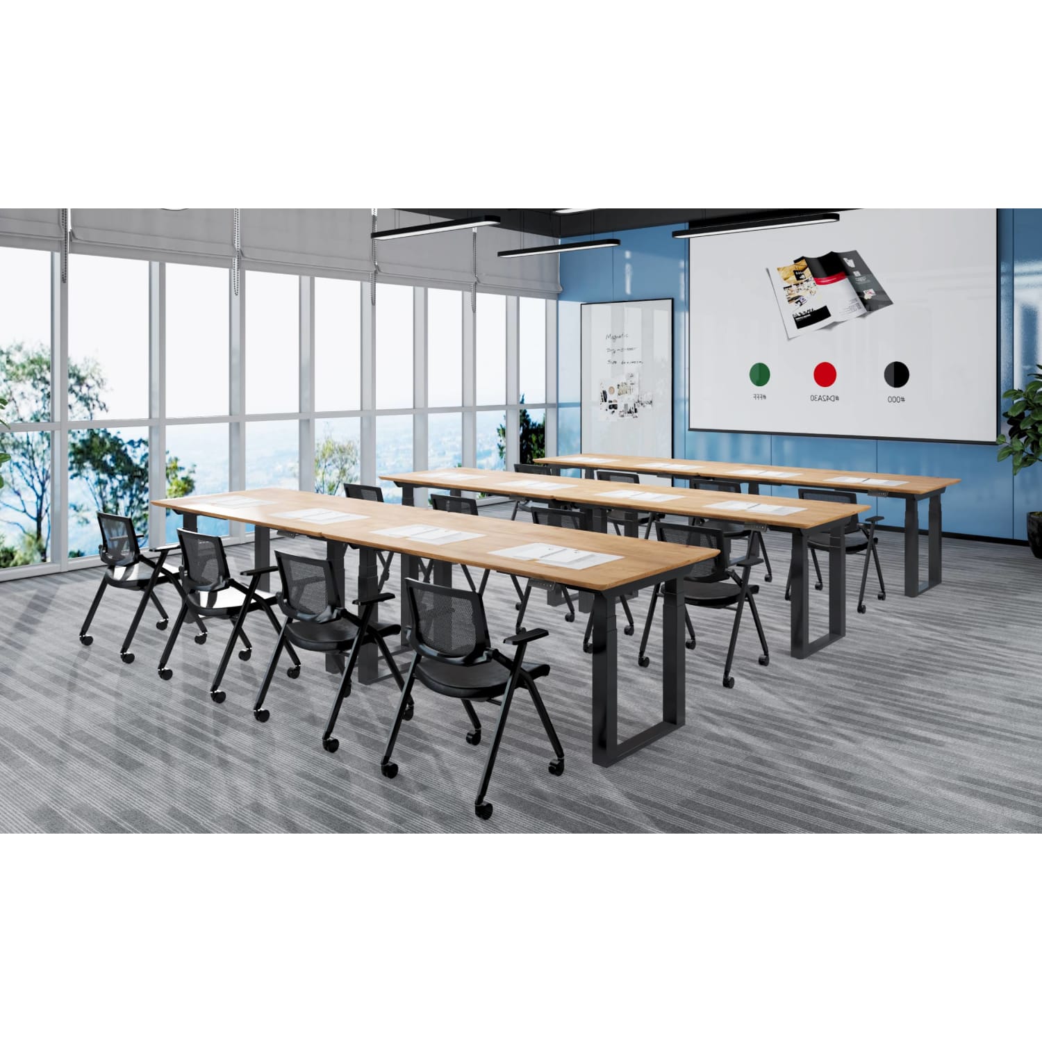 FlexiSpot E7Q Electric 72inW Height-Adjustable Standing Desk, Bamboo/Black - Image 4