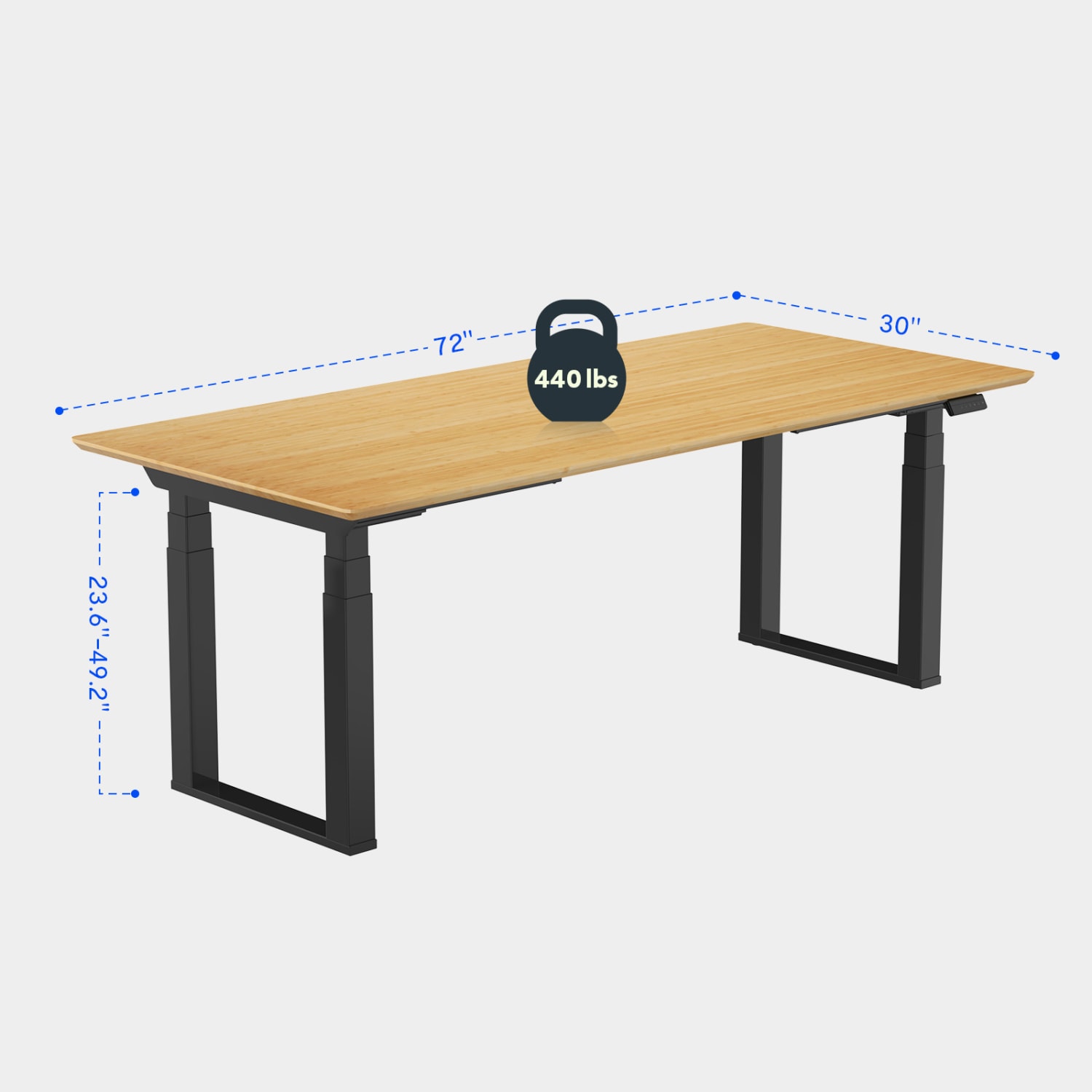 FlexiSpot E7Q Electric 72inW Height-Adjustable Standing Desk, Bamboo/Black - Image 6