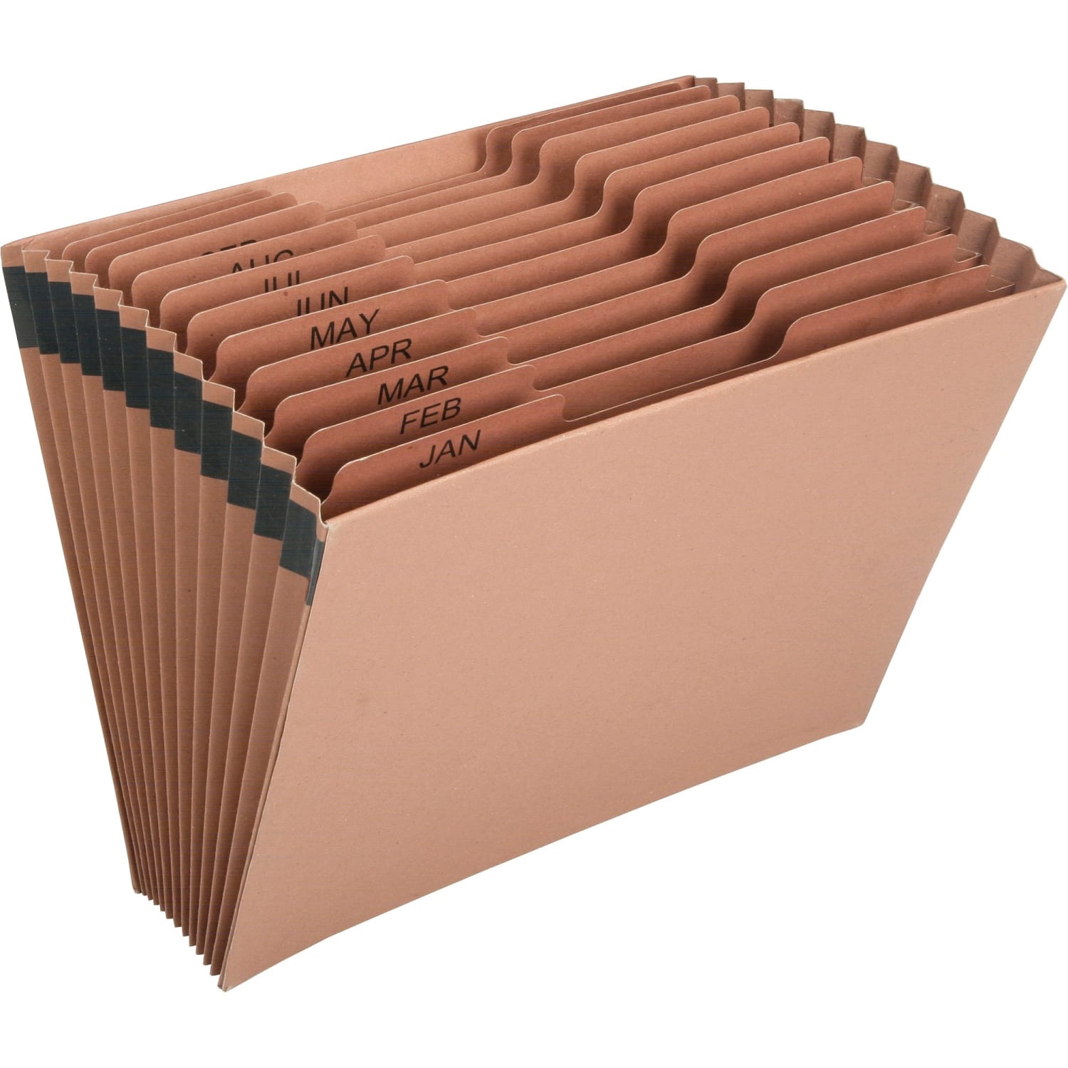 SKILCRAFT Letter Recycled Organizer Folder, 8 1/2in x 11in, 12 Pocket(s), Brown, 30% Recycled, 6819290
