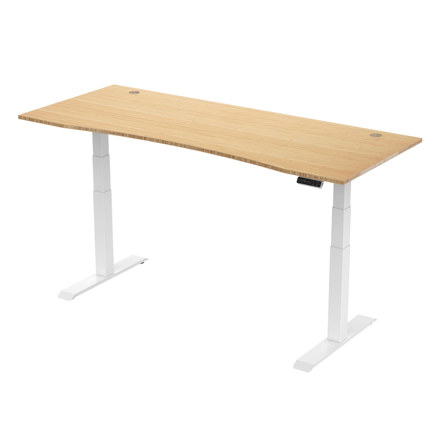 FlexiSpot E7 Electric 72inW Height-Adjustable Standing Desk, Bamboo/White - Image 6