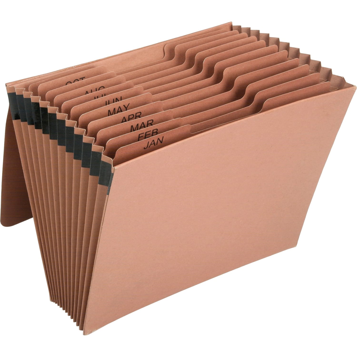 SKILCRAFT Letter Recycled Organizer Folder, 8 1/2in x 11in, 12 Pocket(s), Brown, 30% Recycled, 6819894