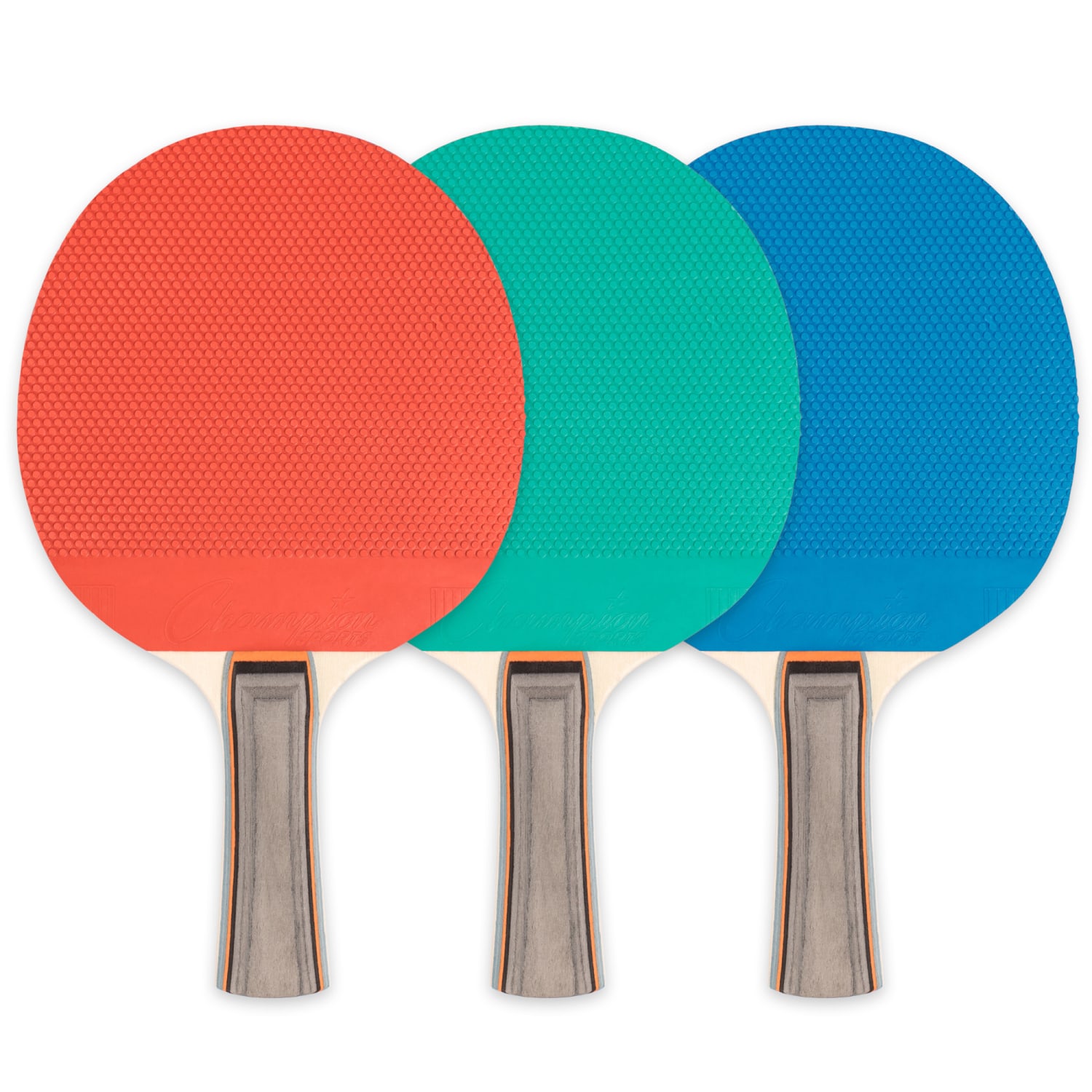 Champion Sports 5-Ply Rubber Face Table Tennis Paddles, Assorted Colors, Pack Of 6 Paddles - Image 3