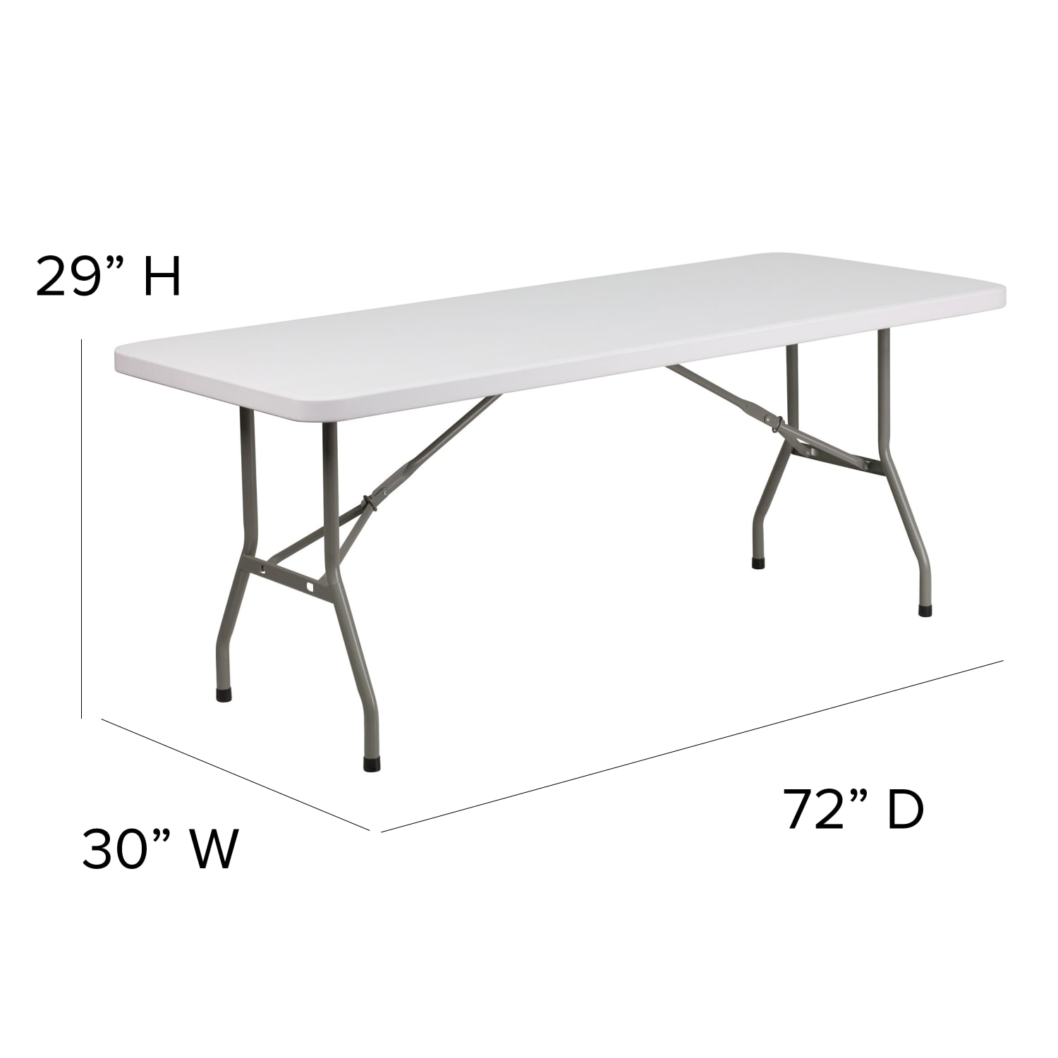 Flash Furniture Elon Plastic Folding Table, 29inH x 30inW x 72inD, Granite White - Image 6