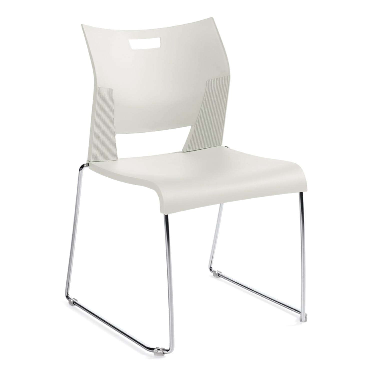 Global Duet Stacking Chair, 33 1/4inH x 20 1/2inW x 23inD, Ivory Cloud/Chrome - Image 3