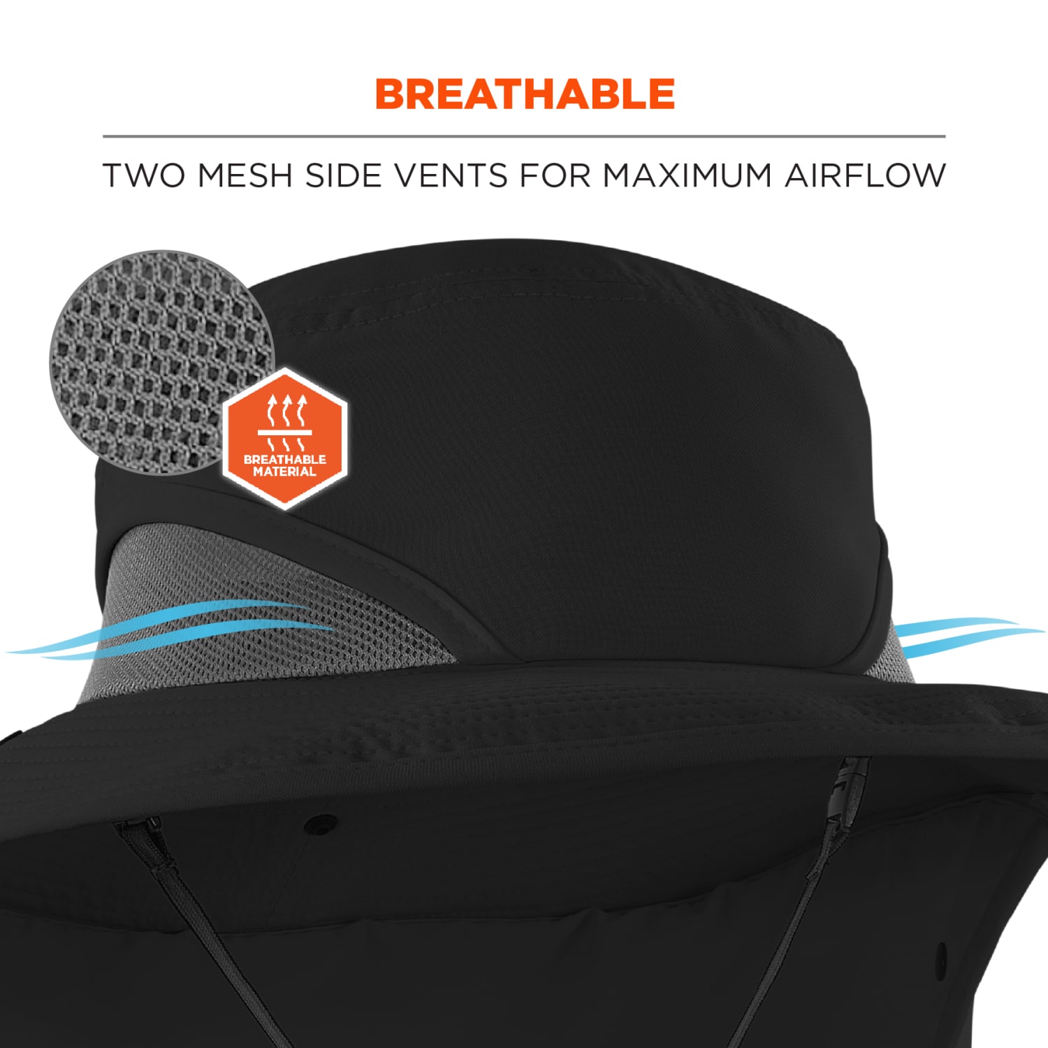 Ergodyne Chill-Its 8934 Ranger Hat with Neck Shade, S/M, Black - Image 4