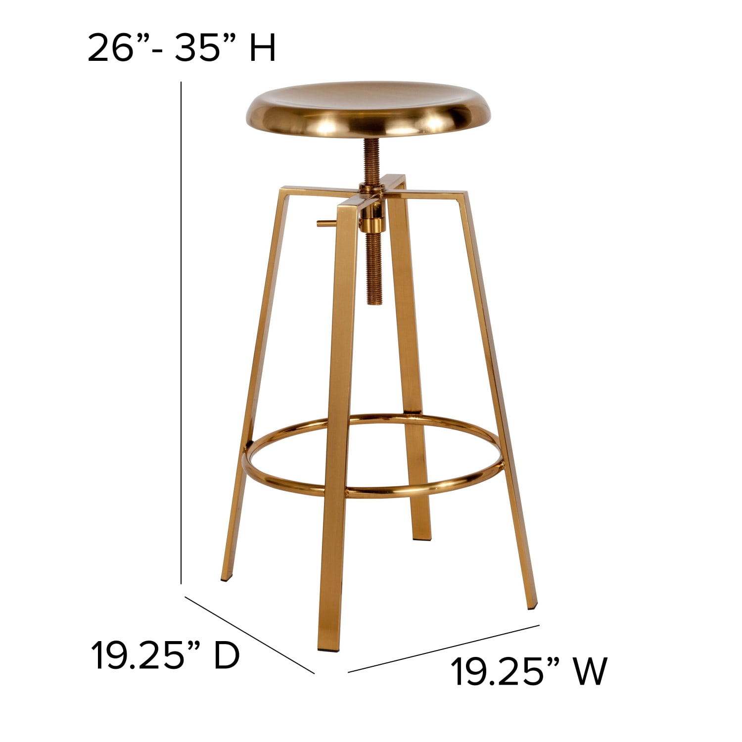 Flash Furniture Toledo Industrial Style Barstool with Swivel Lift Adjustable Height Seat, Gold - Image 5
