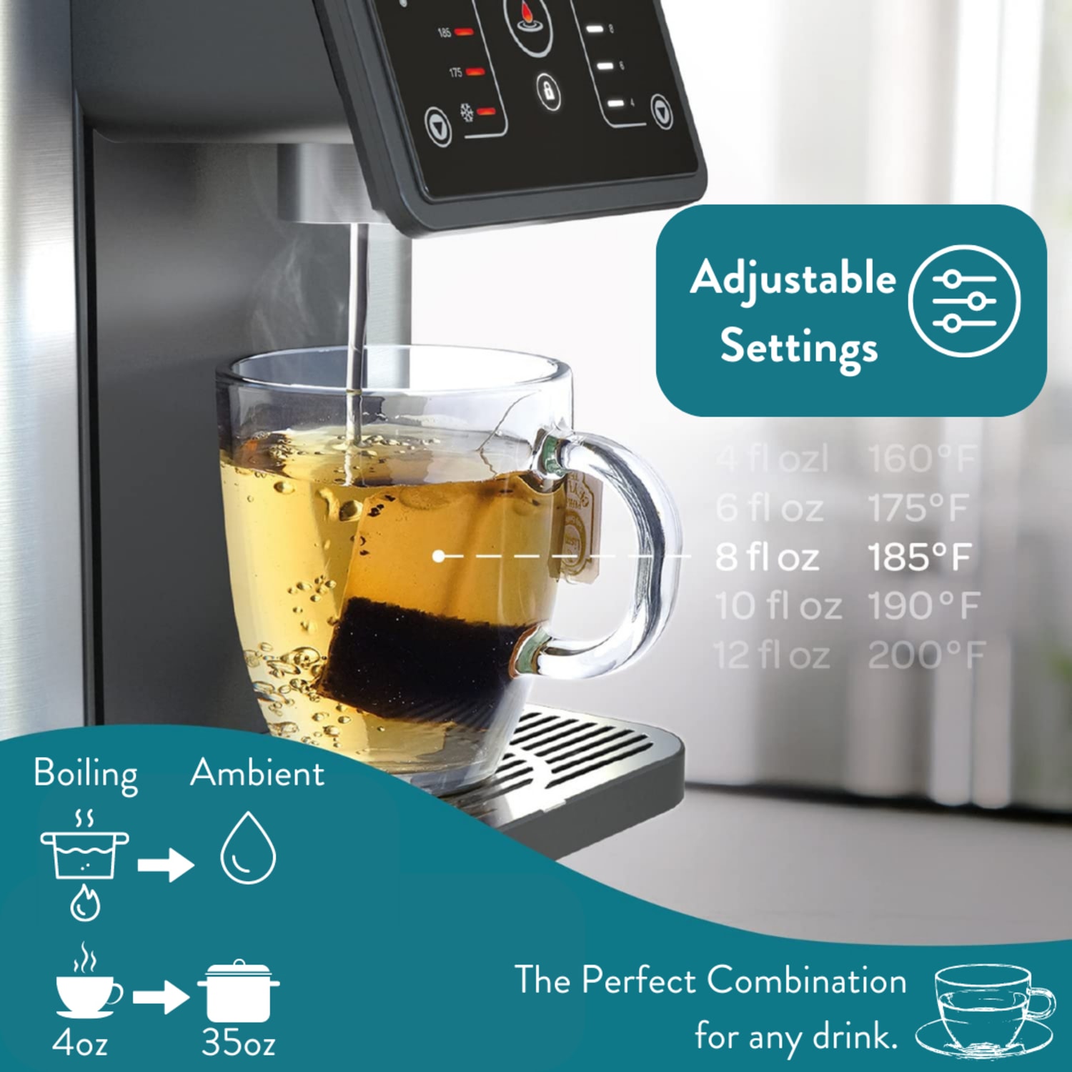 Aqua Optima AUH012 Countertop Hot Water Filtration System, 0.25 Gallon, Black/Silver - Image 3