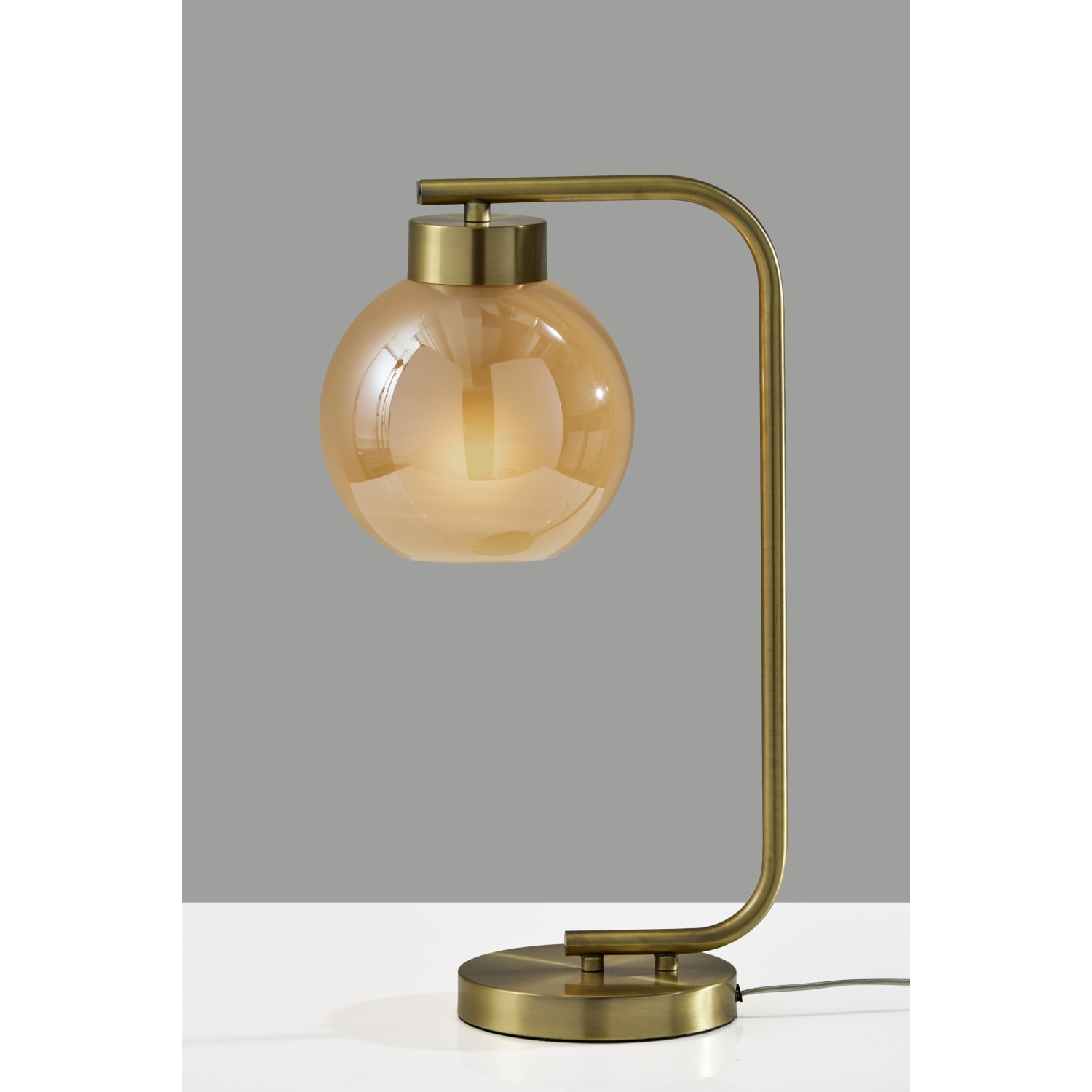 Adesso Atticus Table Lamp, 20inH, Amber Glosted Glass Shade/Antique Brass Base - Image 3
