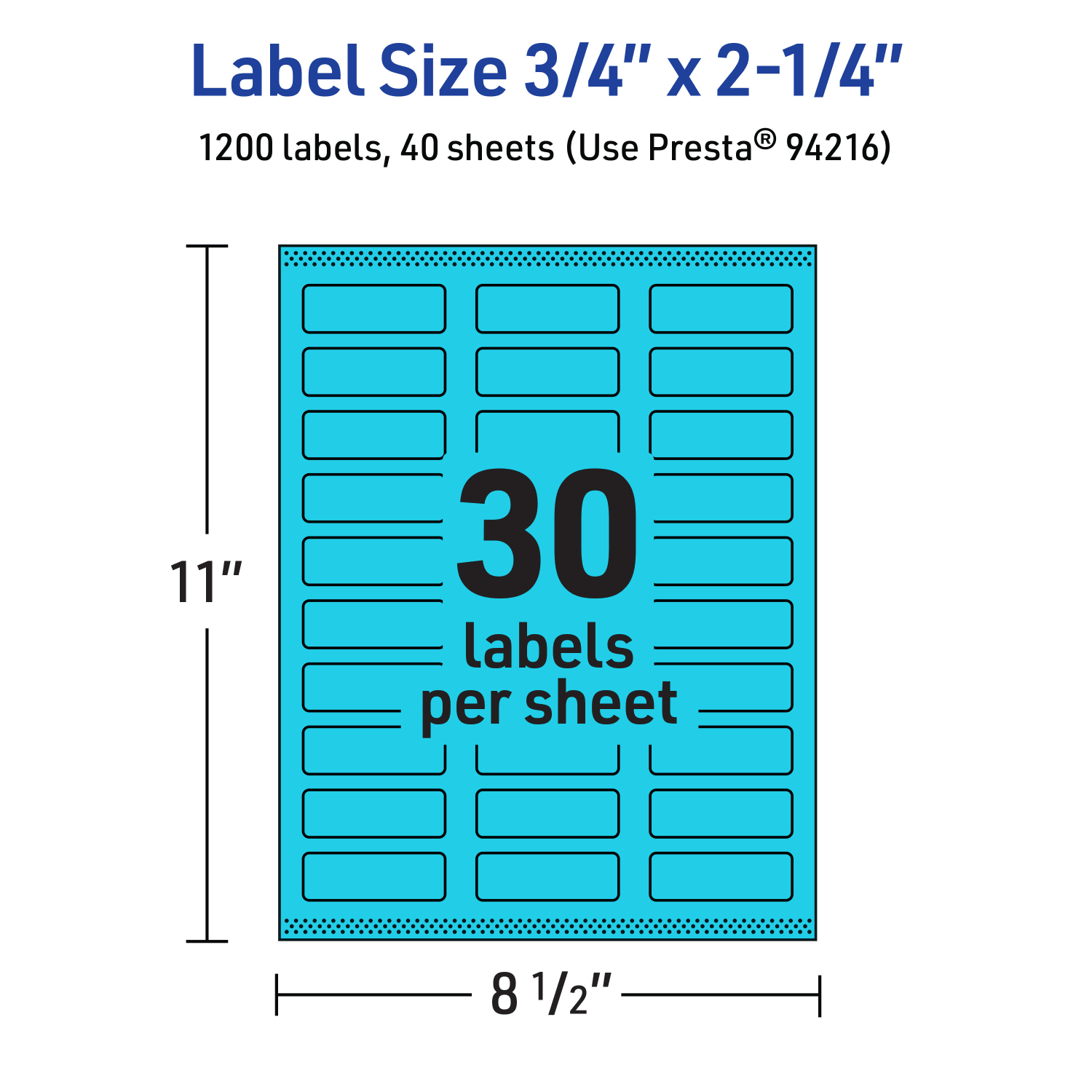 Avery Print-To-The-Edge Labels With Sure Feed Technology And Easy Peel, 94216-BBP40, Rectangle, 3/4in x 2-1/4in, Matte Bright Blue, Pack of 1200 - Image 6