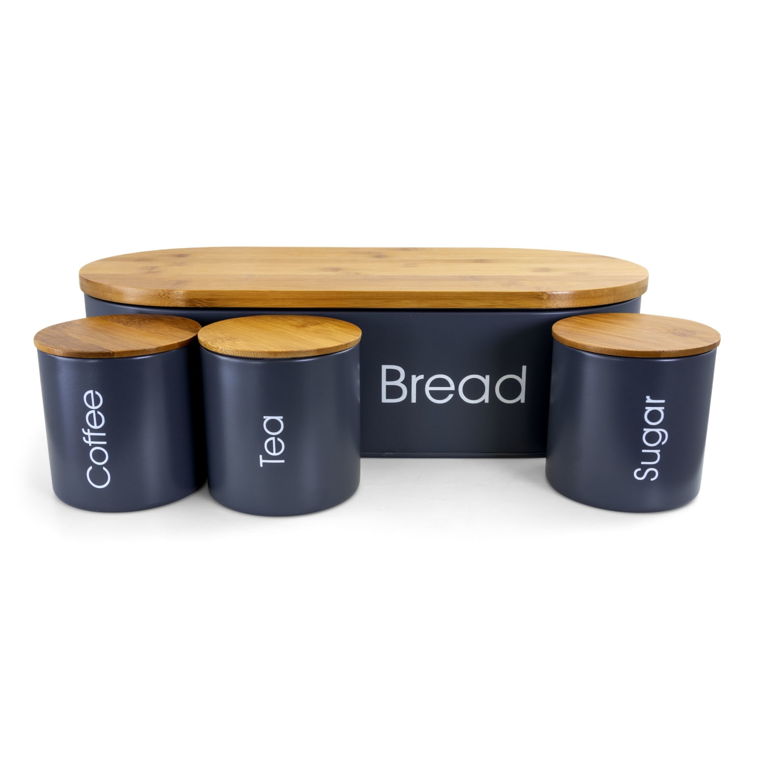 MegaChef 4-Piece Canister Set, Gray/Bamboo - Image 4