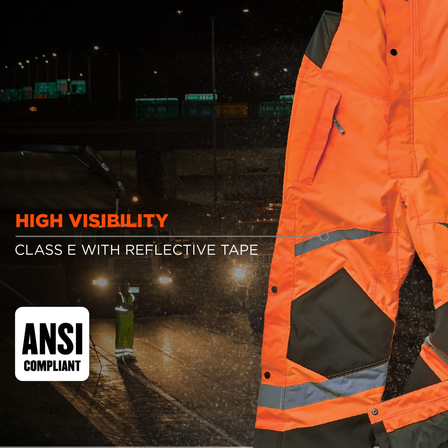 Ergodyne GloWear 8928 Class E Hi-Vis Insulated Bibs, 4XL, Orange - Image 5