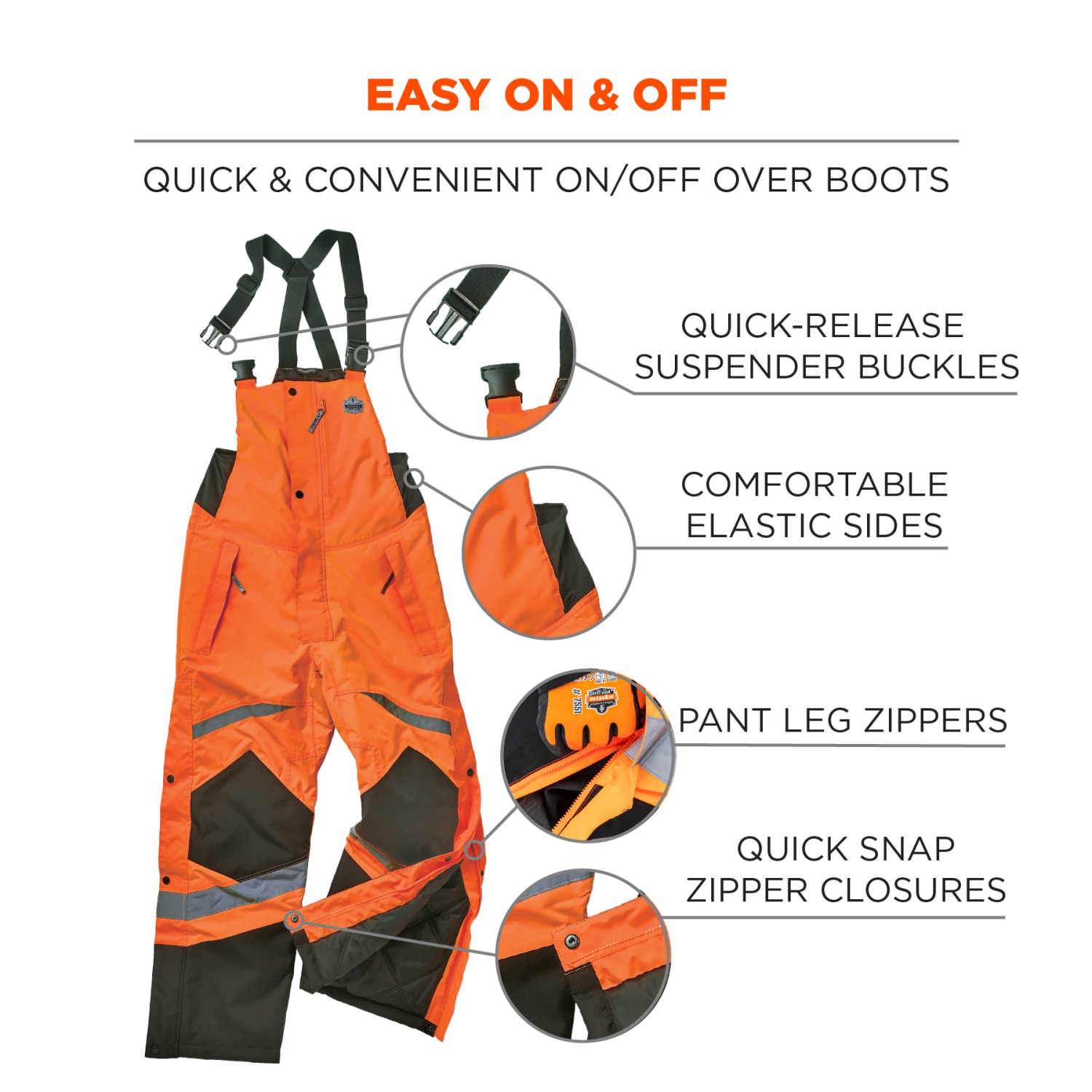 Ergodyne GloWear 8928 Class E Hi-Vis Insulated Bibs, 4XL, Orange - Image 6