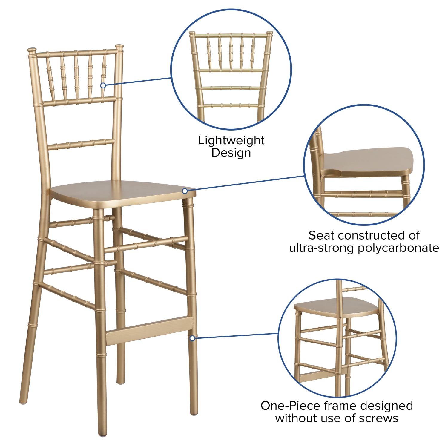 Flash Furniture HERCULES Series Wood Chiavari Bar Stool With Back, Gold - Image 7