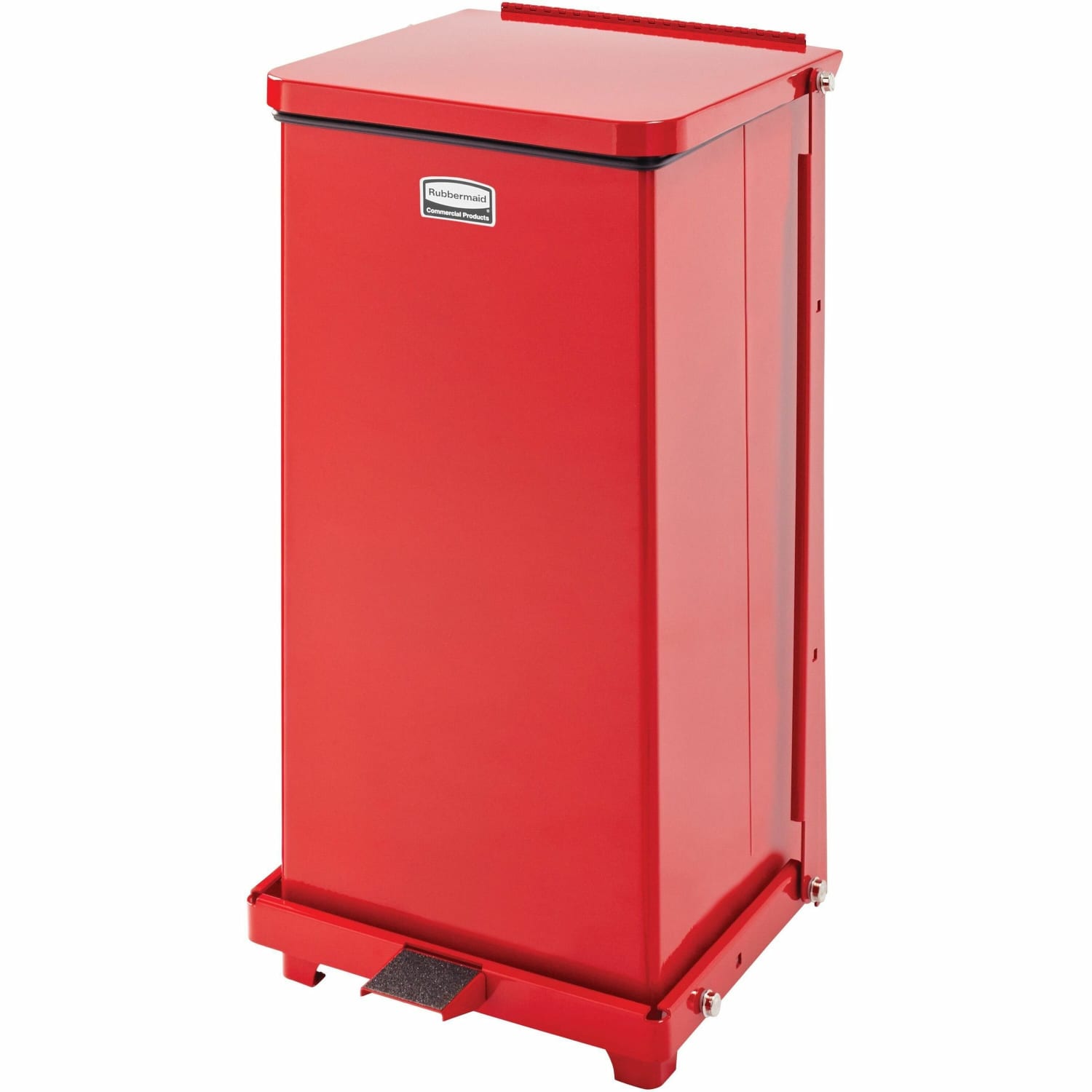 United Receptacle Defenders Steel Step Can, 12 Gallons, 23in x 12in x 12in, Red - Image 3