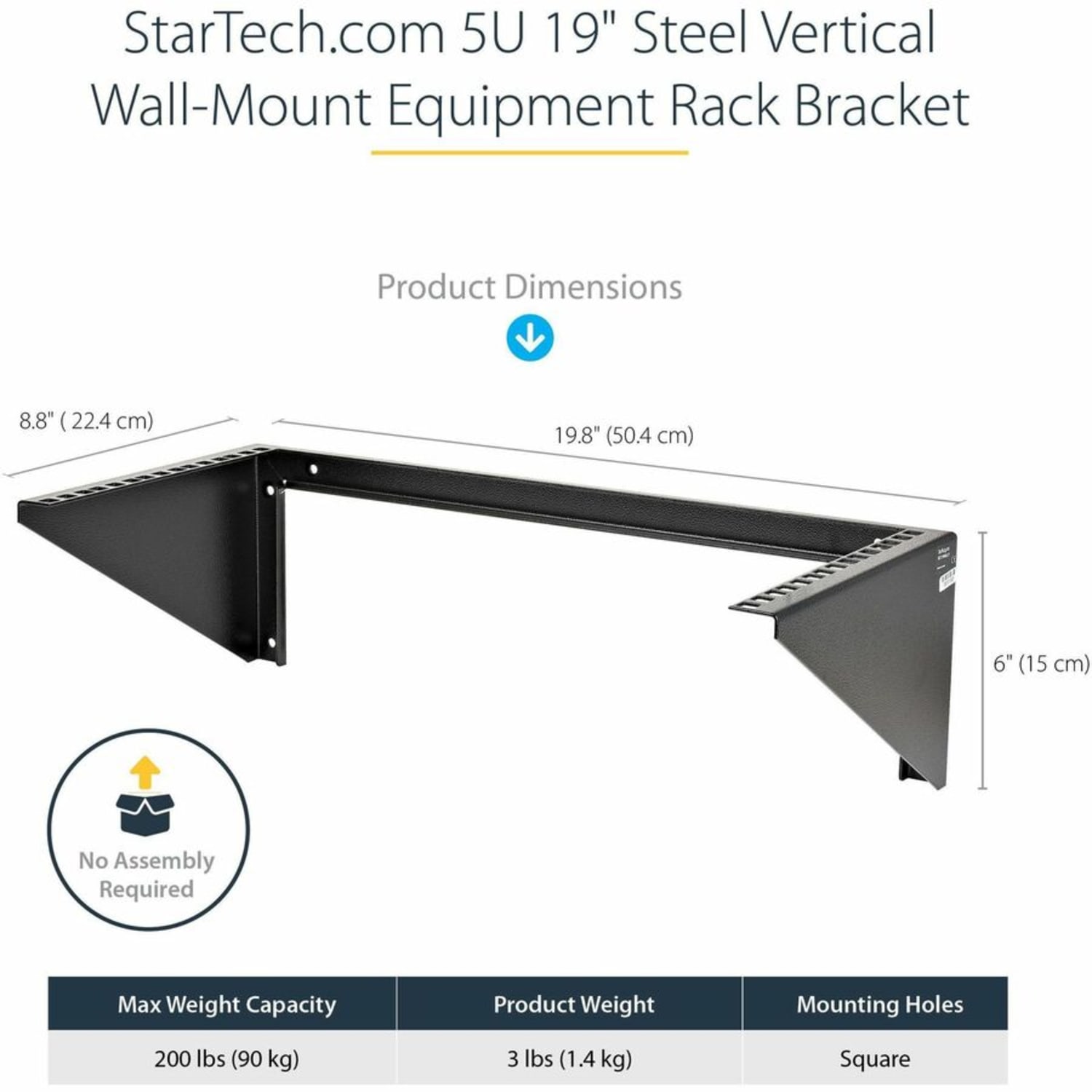 StarTech.com 5U Vertical Wall Mount Rack, 19in Wall Mounting Bracket, Open Low Profile Network/Server Room/Data/AV/IT/Patch Panel/Equipment - Image 6