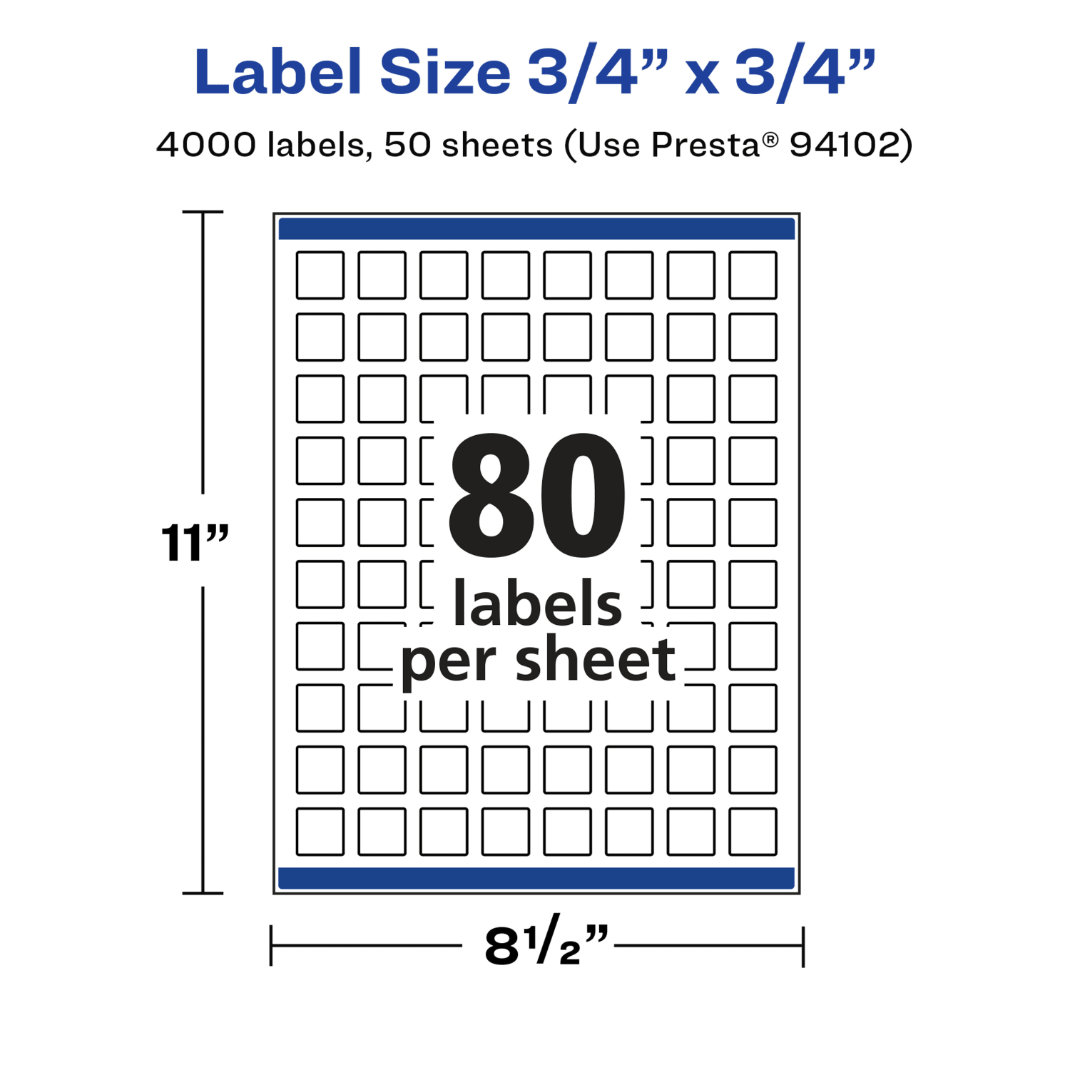 Avery Glossy Permanent Labels With Sure Feed, 94102-WGP50, Square, 3/4in x 3/4in, White, Pack Of 4,000 - Image 6