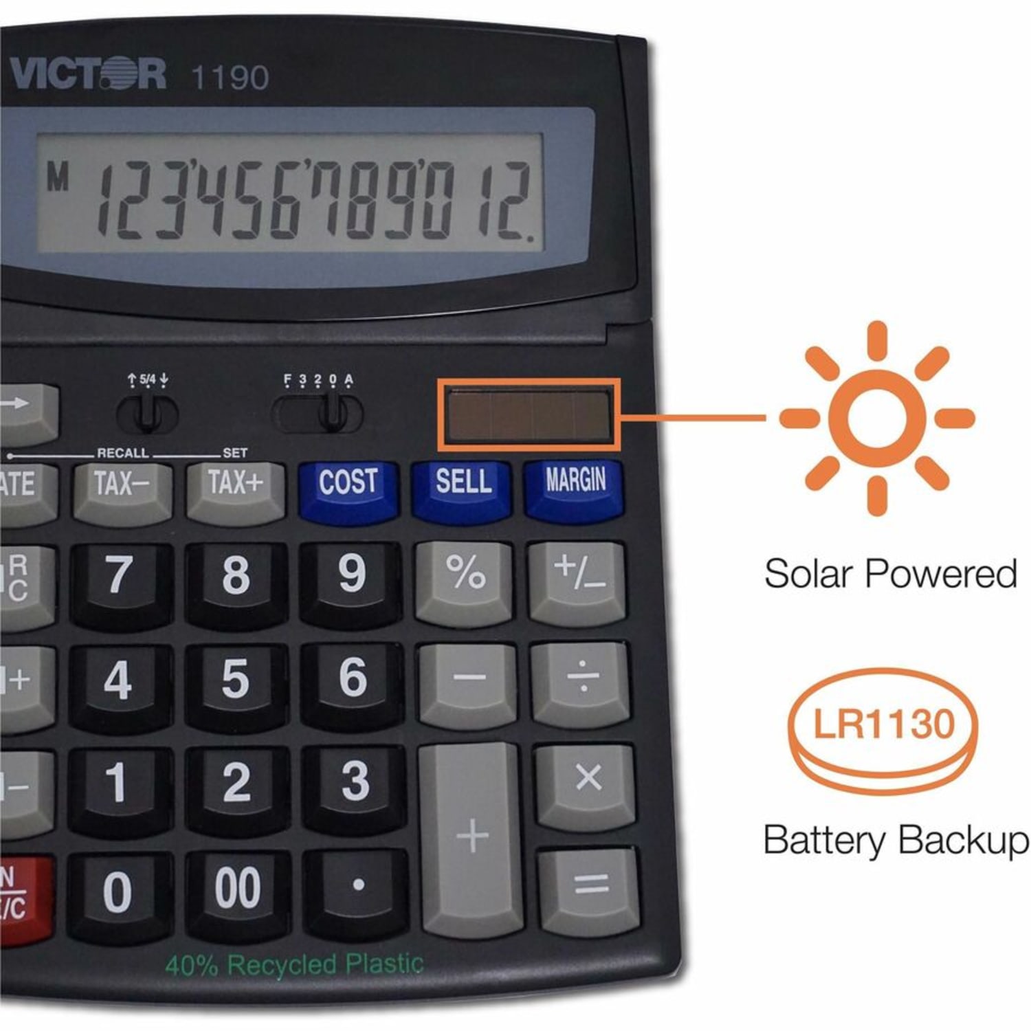 Victor 1190 Desktop Display Calculator, Black - Image 5