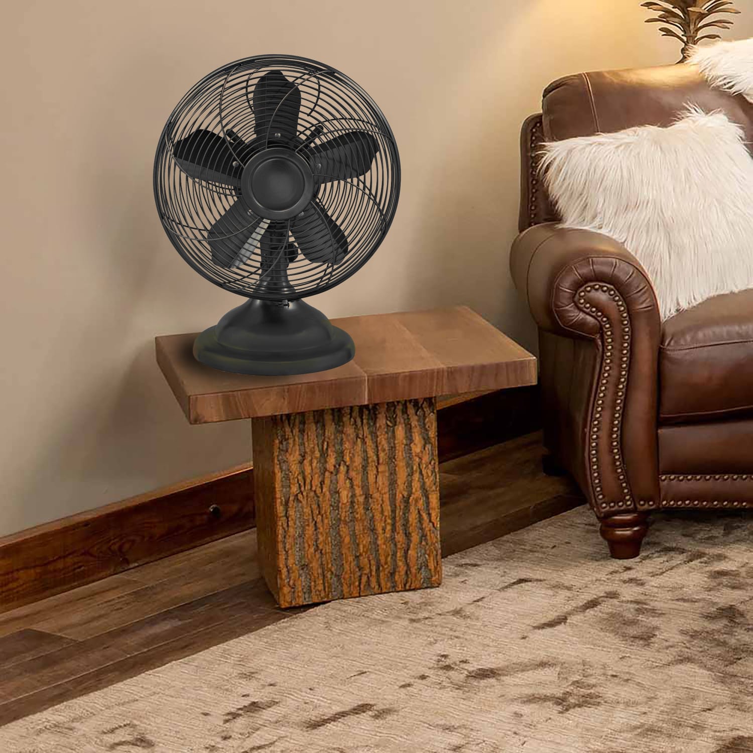 Optimus 12in Adjustable Oscillating Antique-Style Table Fan, 15in x 13in, Black - Image 3