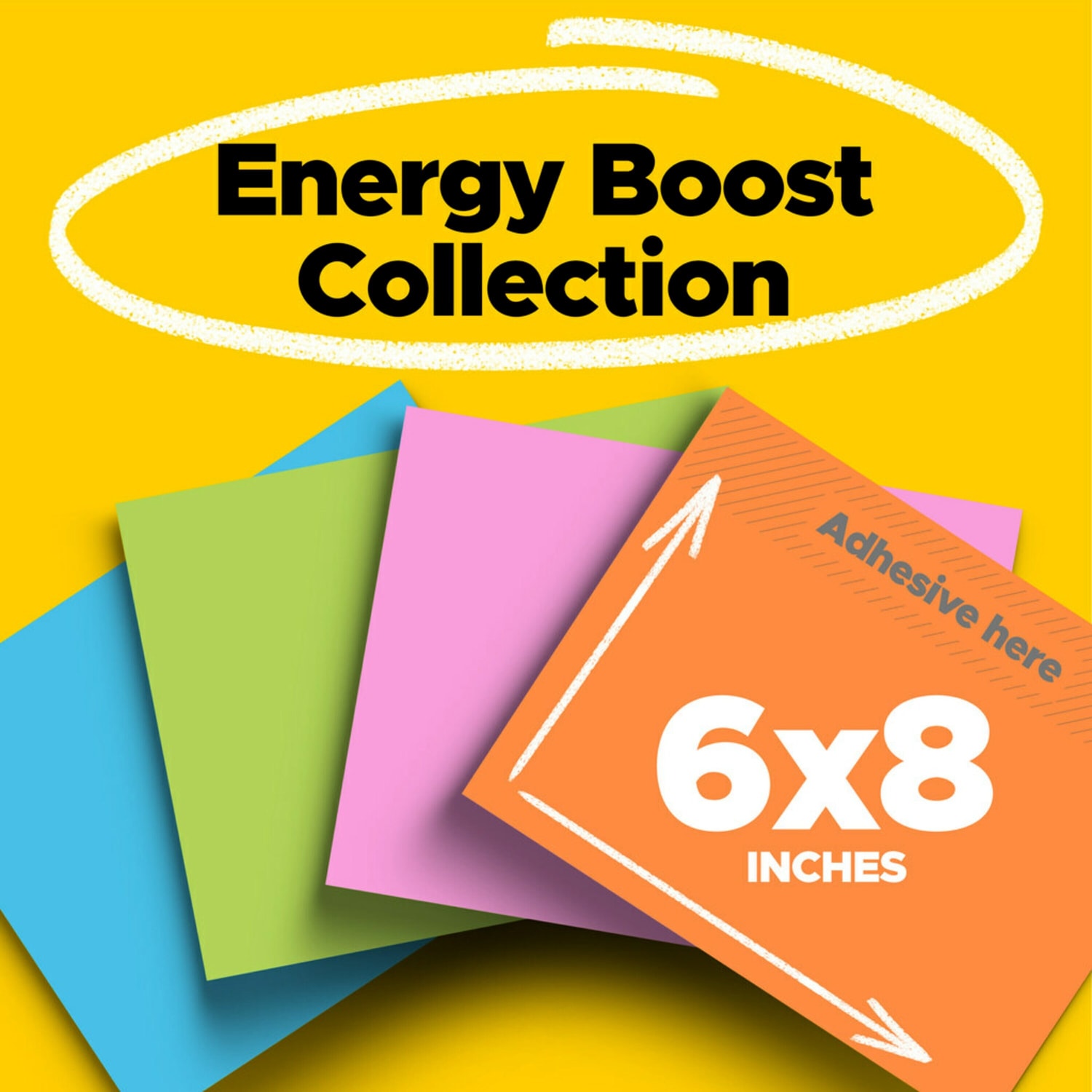 Post-it Super Sticky Notes, 4 Pads, 8 in x 6 in, 2x the Sticking Power, School Supplies and Office Products, Sticky Notes for Vertical Surfaces, Monitors, Walls and Windows, Energy Boost Collection - Image 3