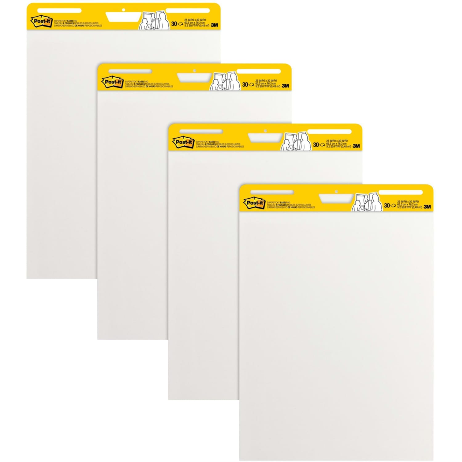 Post-it Super Sticky Easel Pads, 25in x 30in, 4 Pads, 30 Sheets/Pad, School Supplies for Classrooms, White