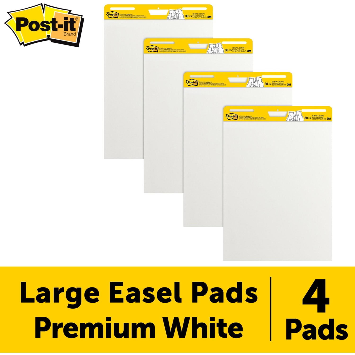 Post-it Super Sticky Easel Pads, 25in x 30in, 4 Pads, 30 Sheets/Pad, School Supplies for Classrooms, White - Image 3