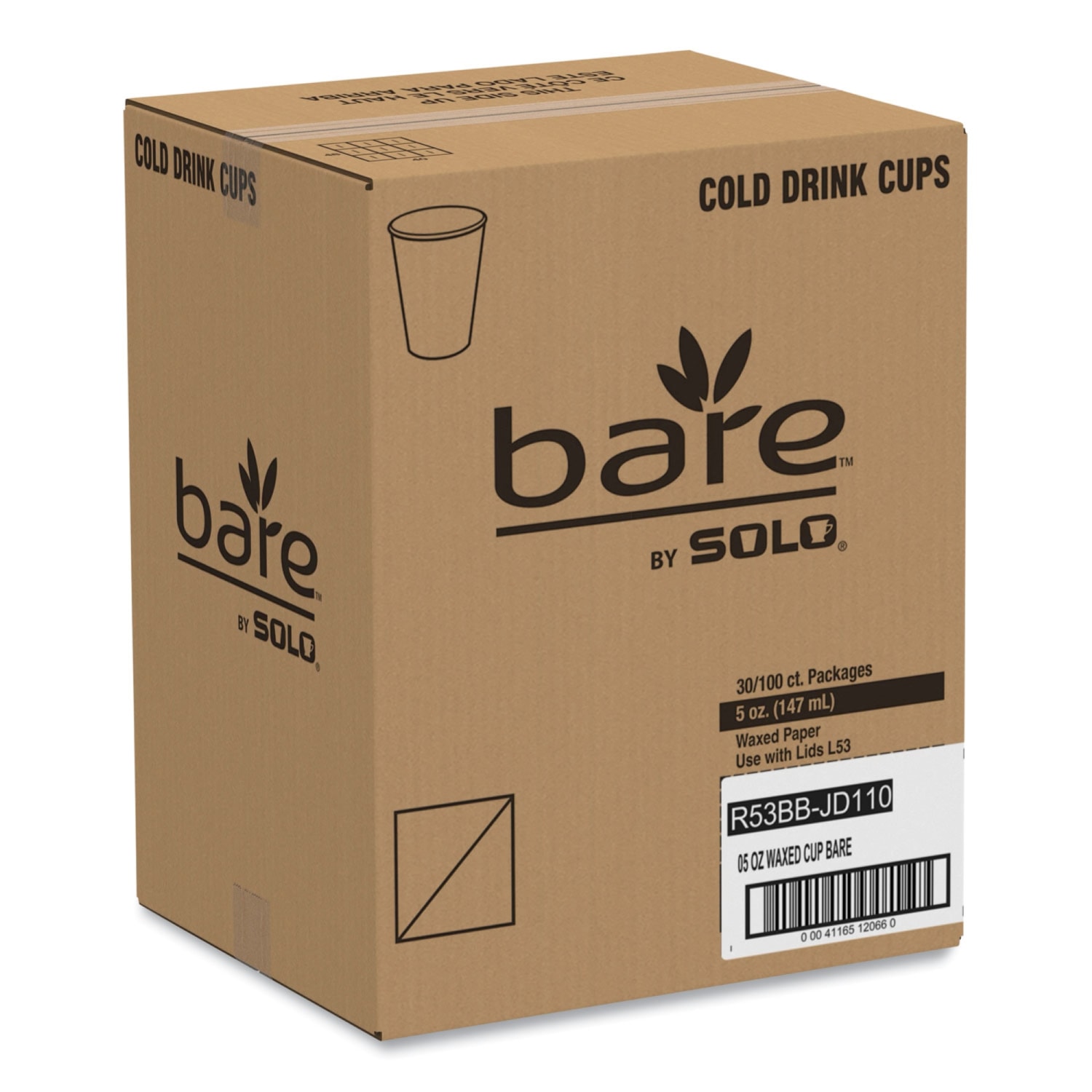Solo Cup Bare Eco-Forward Waxed Paper Cold Cups, ProPlanet Seal, 5 Oz, Green/White, Sleeve Of 100 Cups, Carton Of 30 Sleeves - Image 4