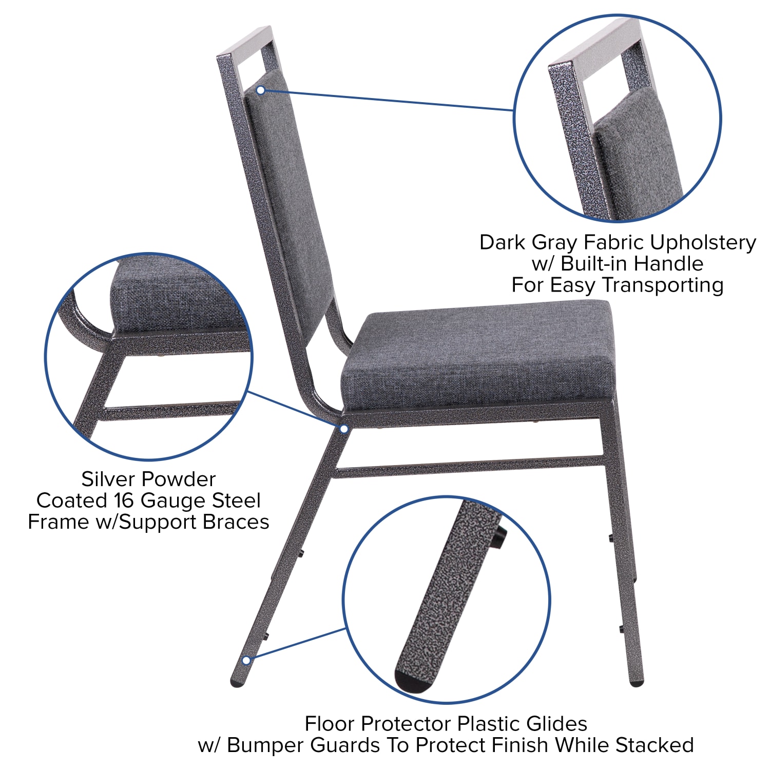 Flash Furniture HERCULES Square Back Stacking Banquet Chair Dark GraySilver PopularChairscom