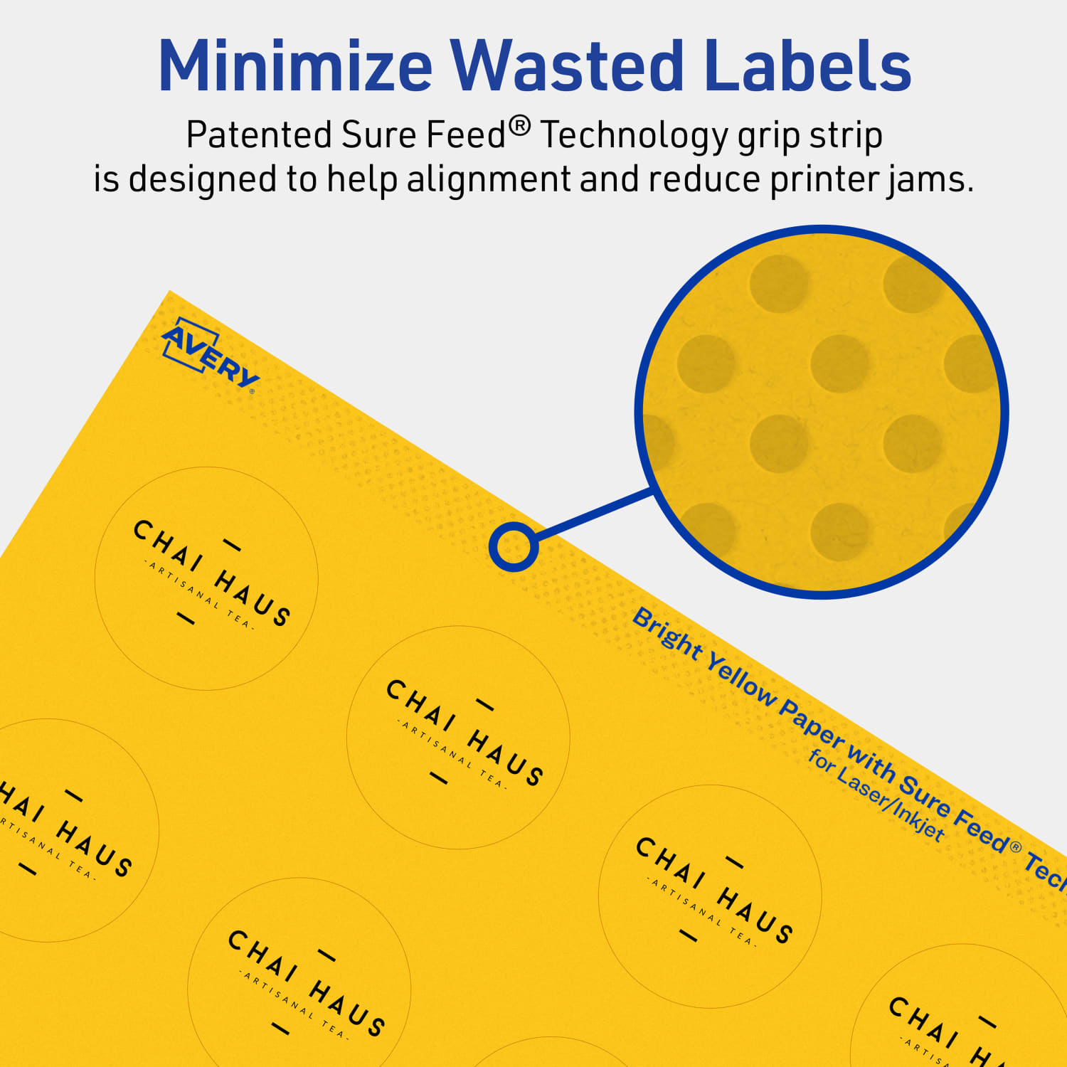 Avery Print-To-The-Edge Labels With Sure Feed Technology And Easy Peel Label Feature, 94506-BYP40, Round, 1-1/2in, Matte Bright Yellow, Pack of 800 - Image 5